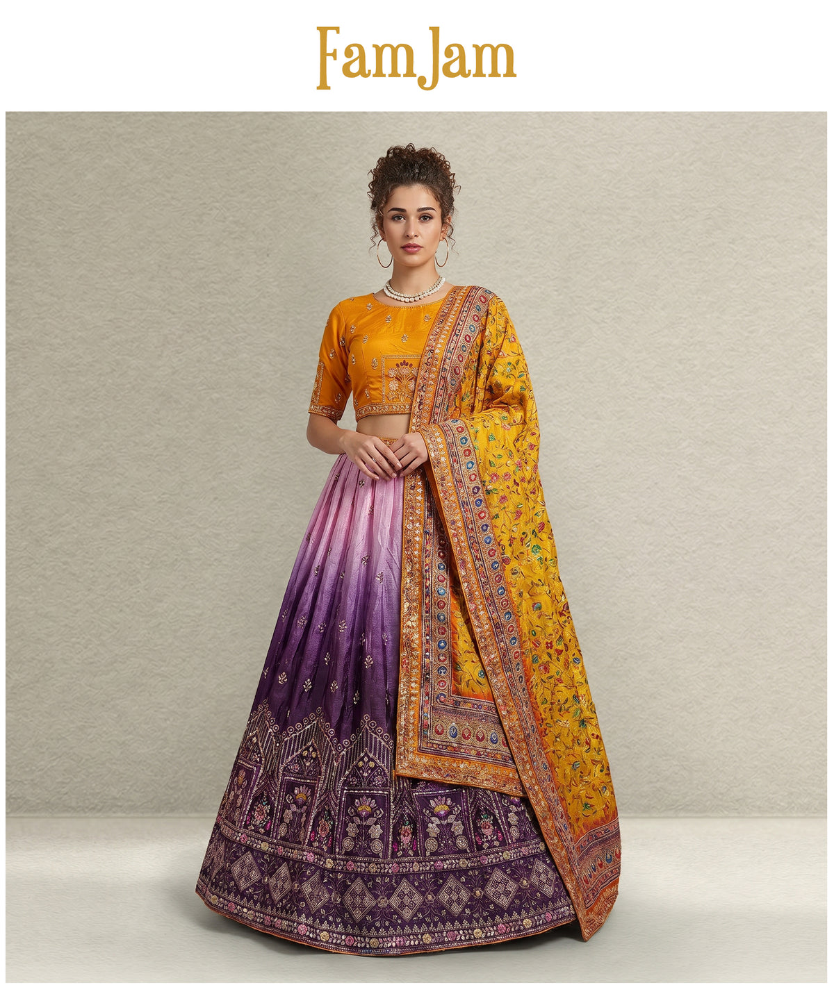 The Aarohi Darbar: Lavender Heritage Lehenga Ensemble – Lavender – view 1
