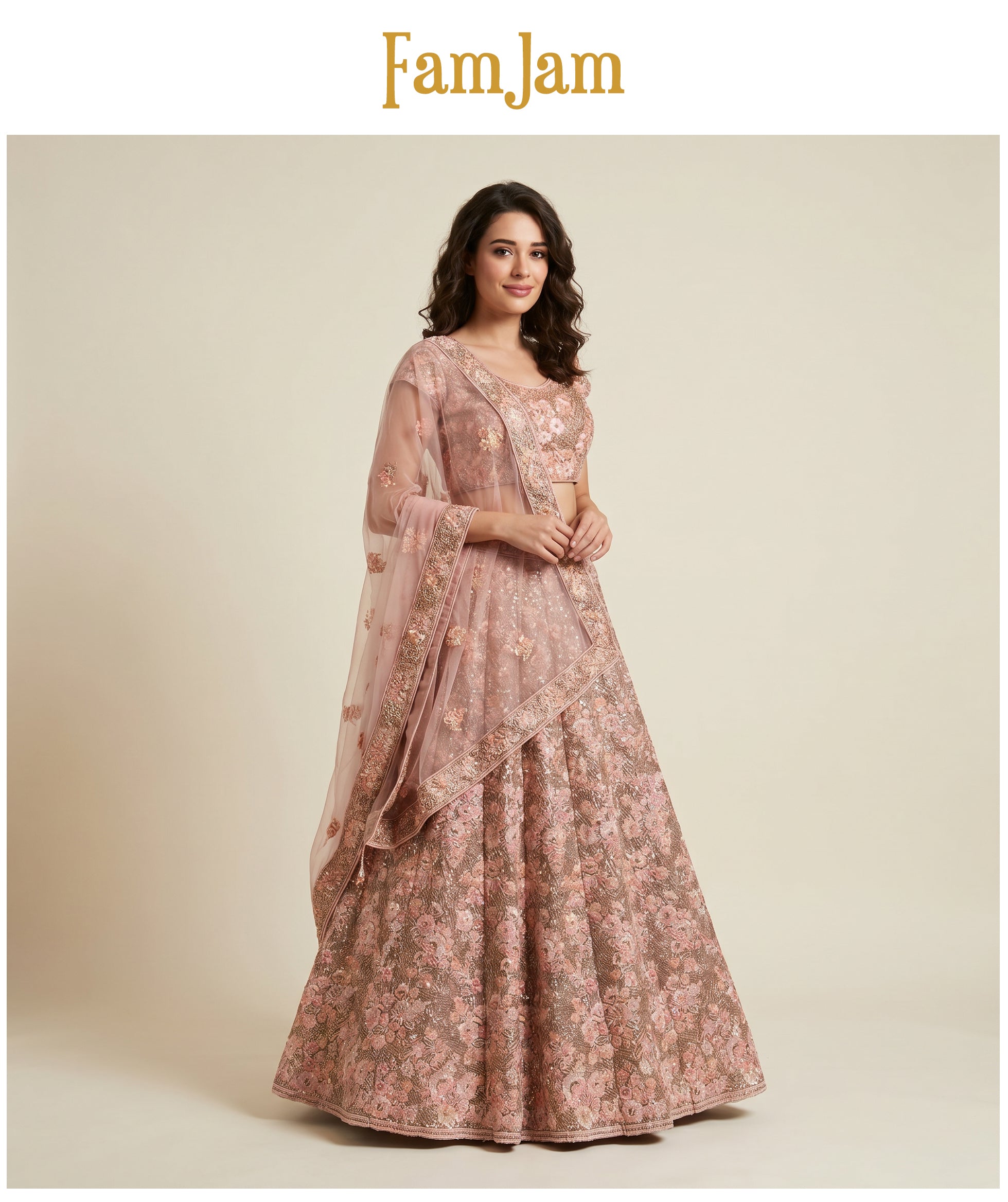The Rajputana Darbar Edit: Peach Heritage Lehenga Ensemble – Peach – view 1
