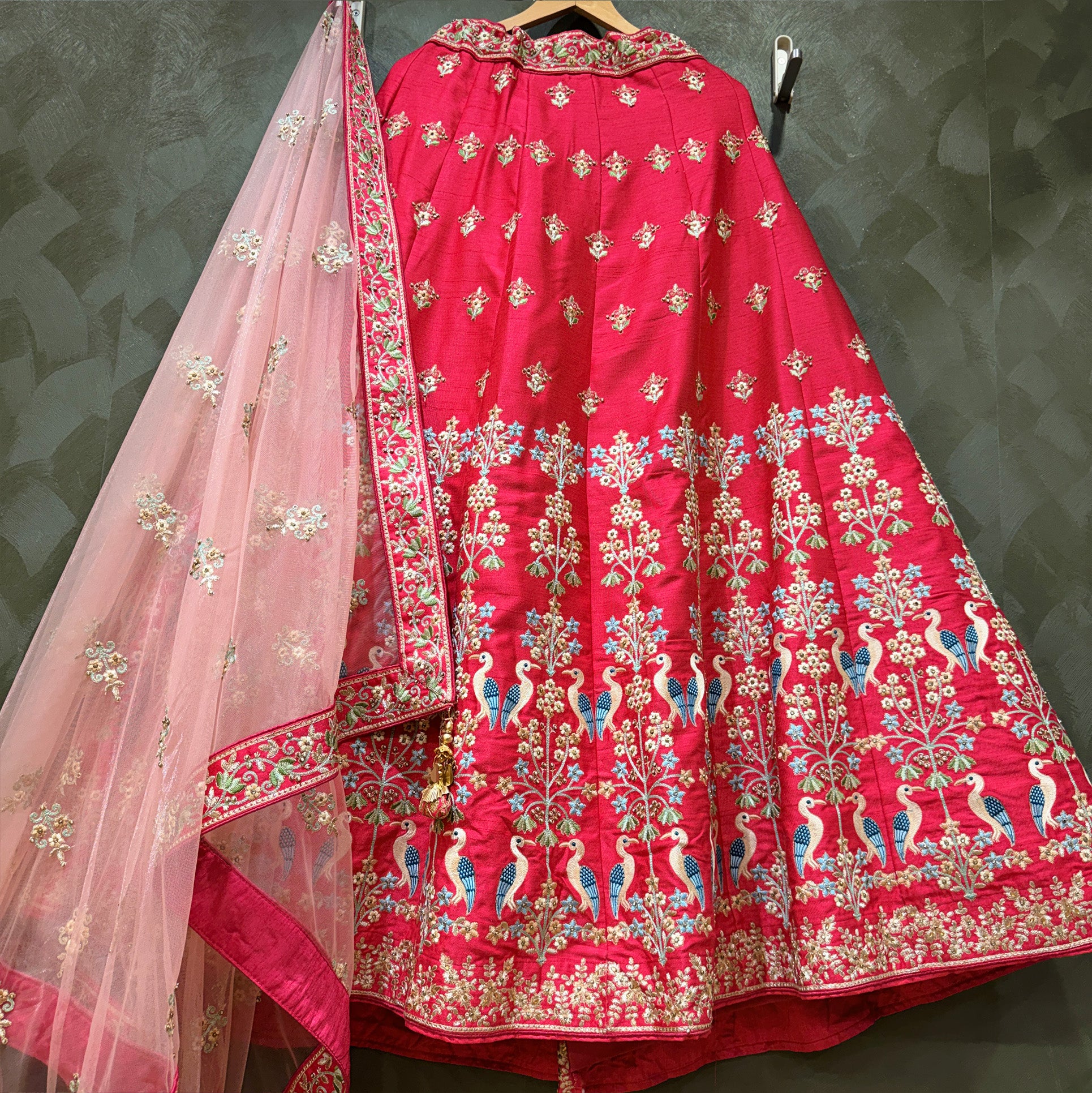 The Jharokha Heirloom Darbar: Blue Silk Lehenga Ensemble I – Blue – view 3