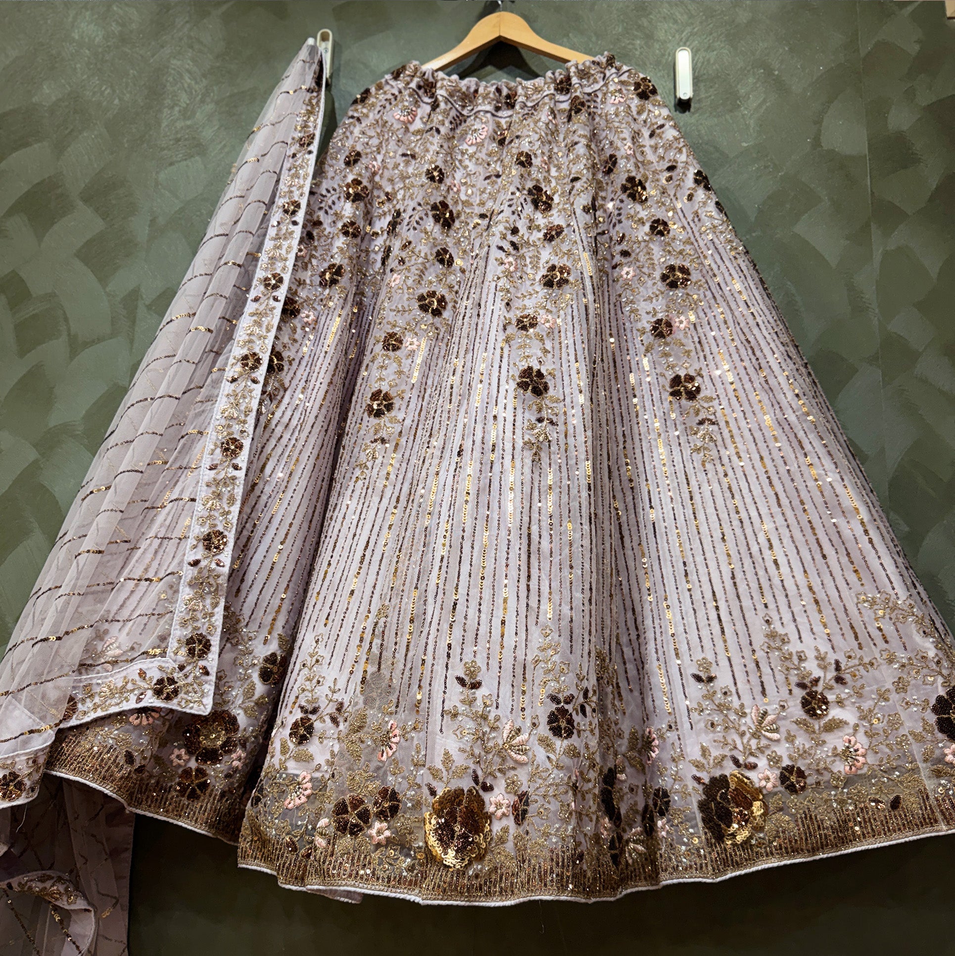 The Utsav Edit: Lavender Net Lehenga Ensemble – Lavender – view 1