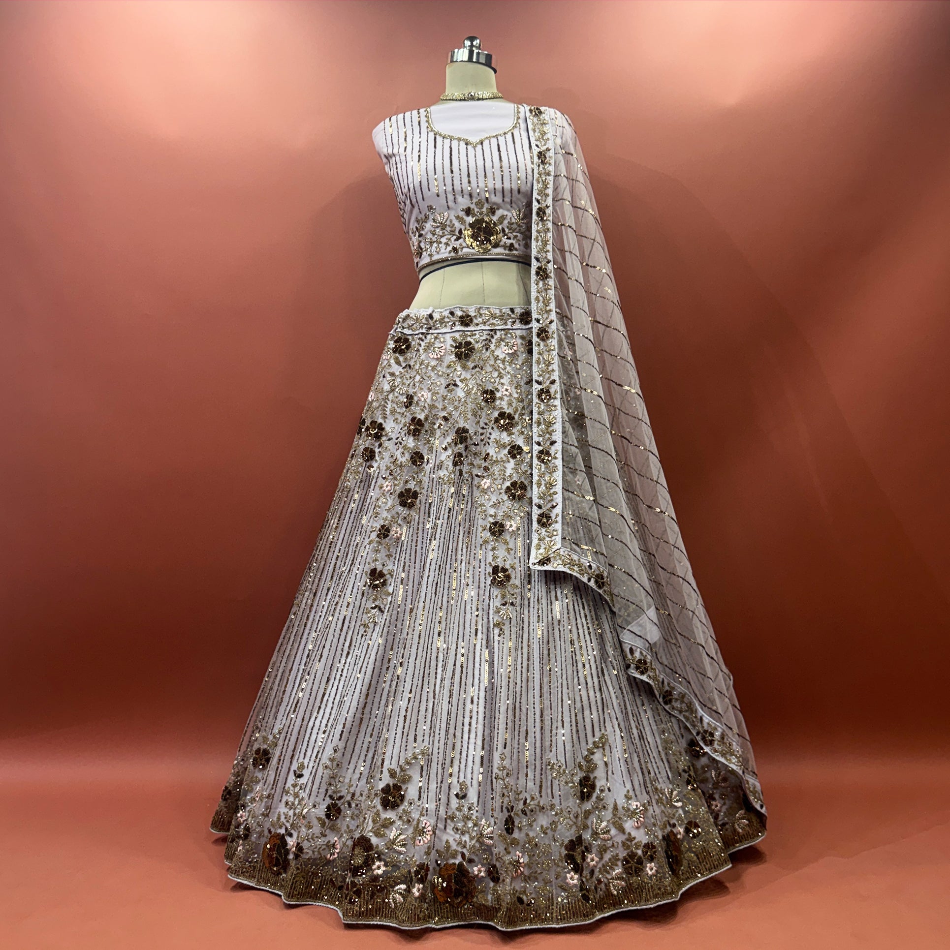 The Utsav Edit: Lavender Net Lehenga Ensemble – Lavender – view 2