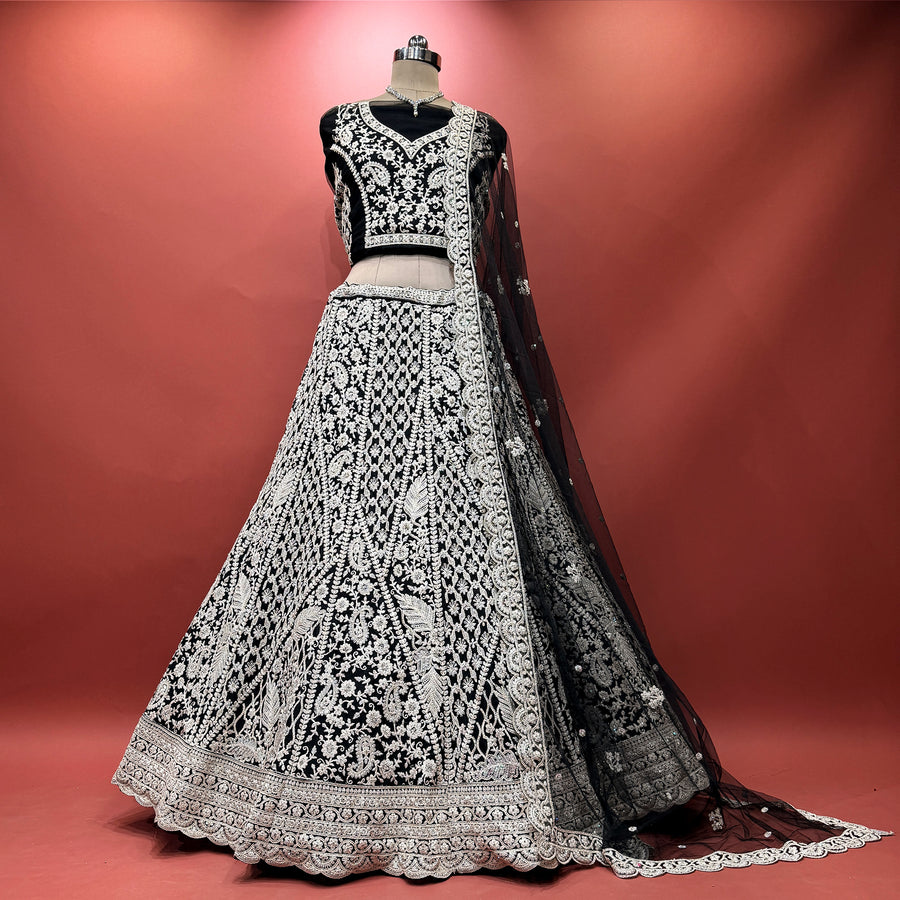 The Udaipur Royal Darbar: Black Heritage Lehenga Ensemble IV