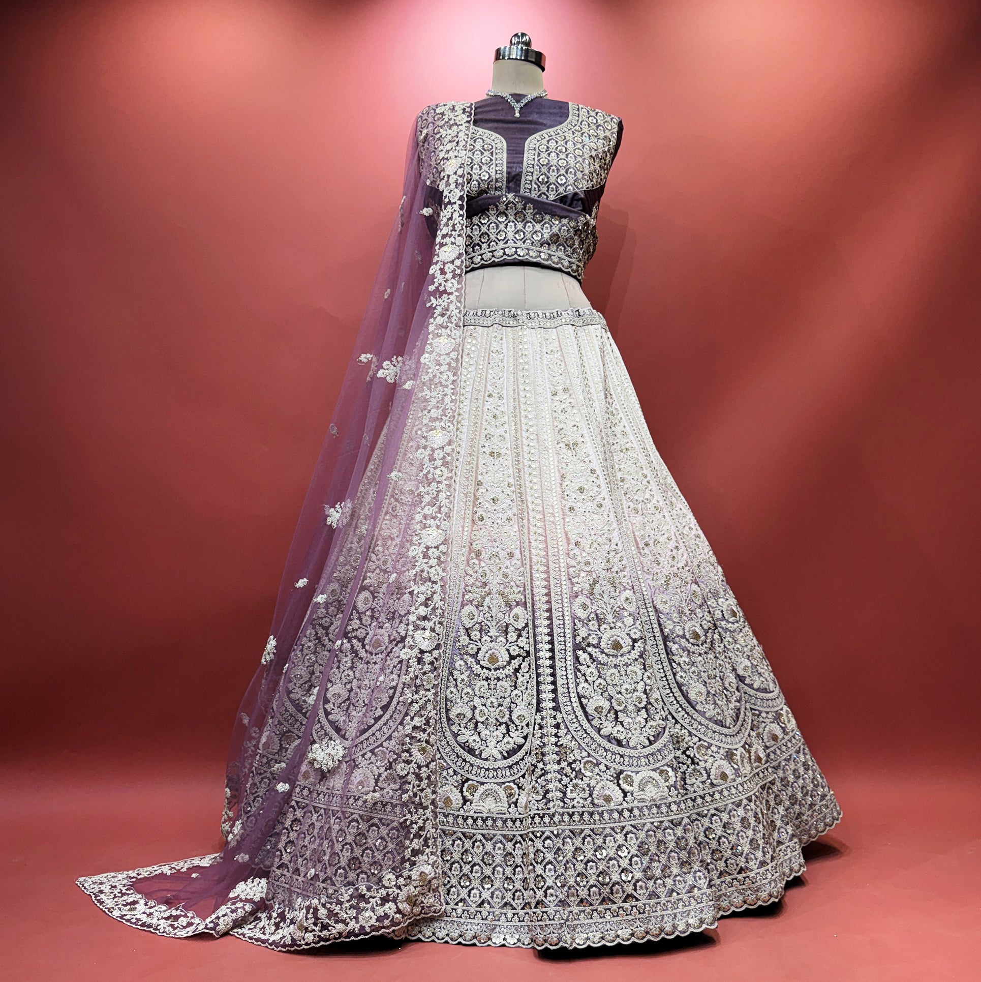 The Jaipur Palace Darbar: Lavender Heritage Lehenga Ensemble I – Lavender – view 1