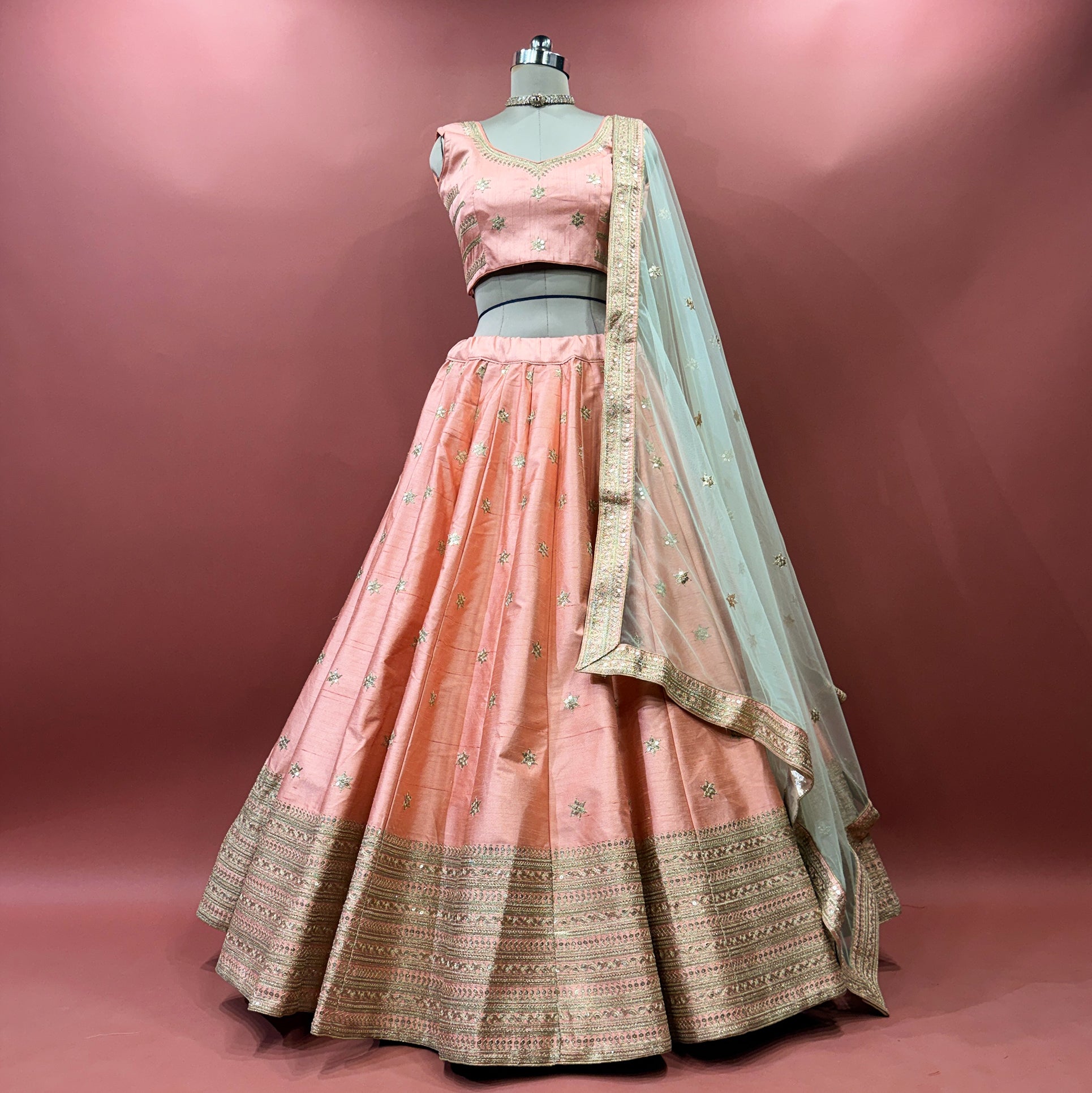 The Ananda Darbar: Brown Heritage Lehenga Ensemble III – Brown – view 4