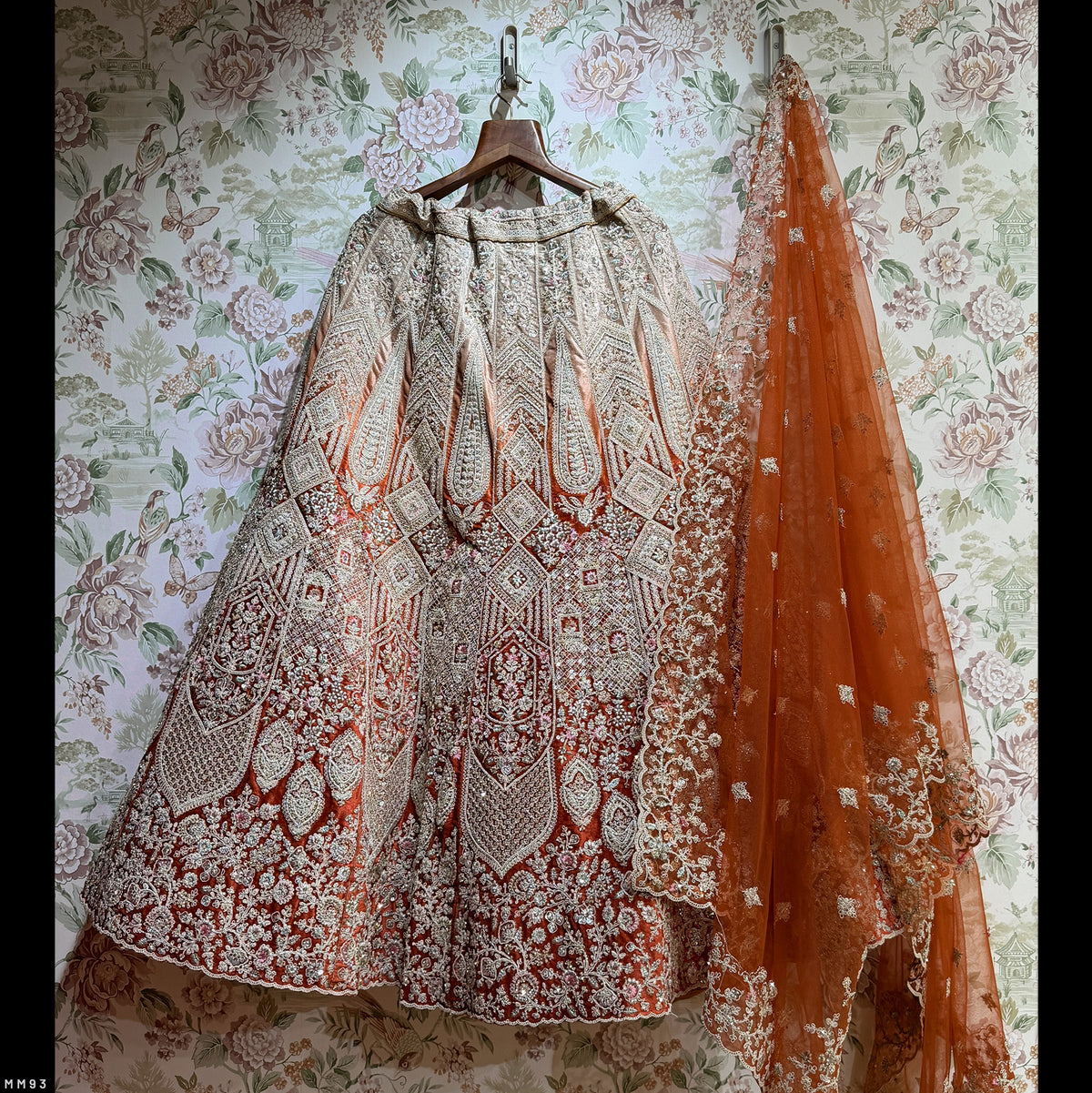 The Jaipur Palace Edit: Orange Heritage Lehenga Ensemble IV – Orange – view 1