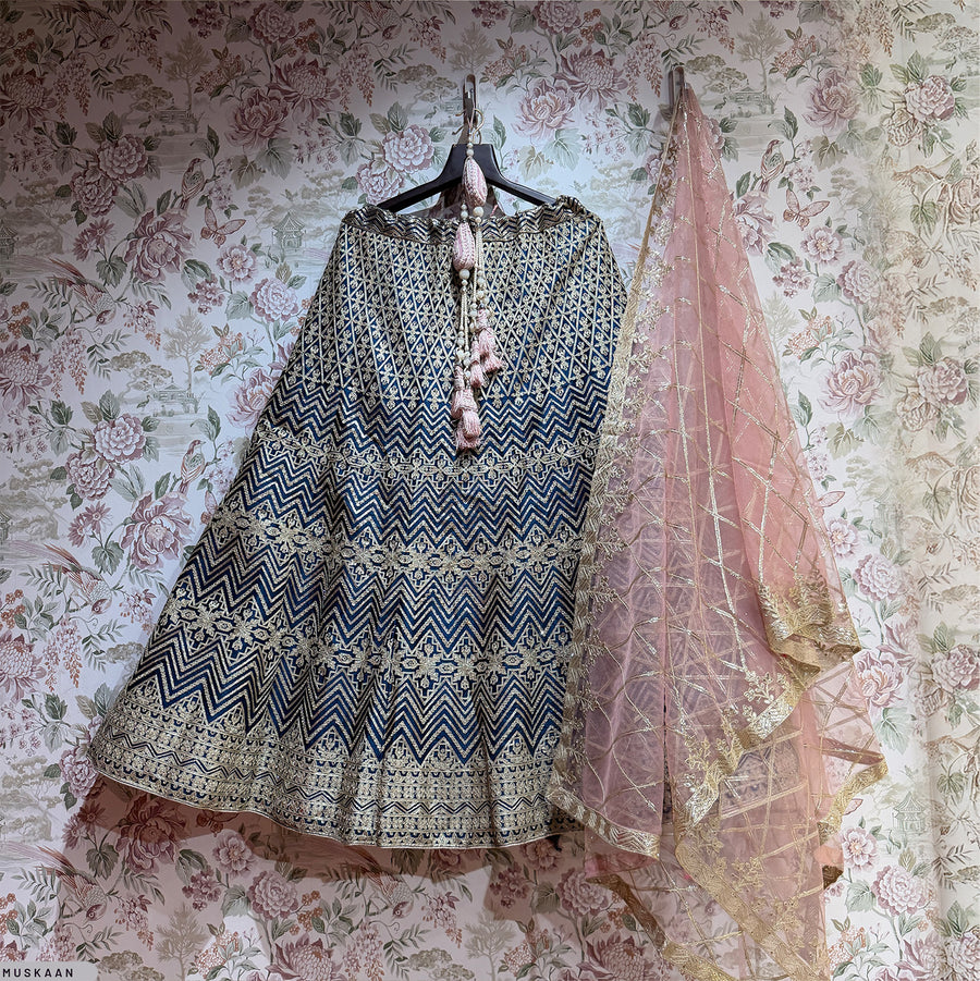 The Amber Fort Heirloom: Blue Heritage Lehenga Ensemble II