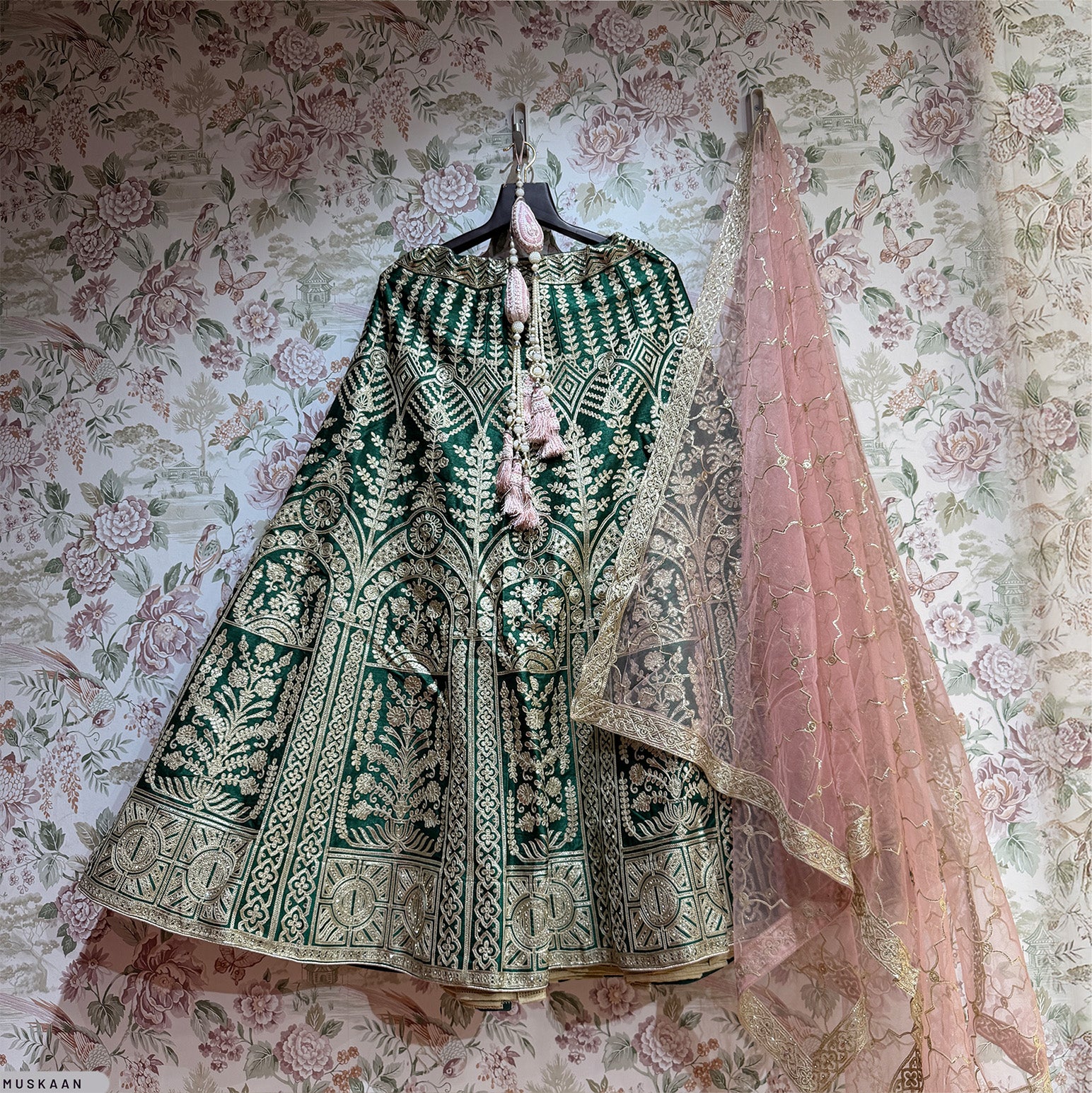 The Amber Fort Heirloom: Blue Heritage Lehenga Ensemble II – Blue – view 4