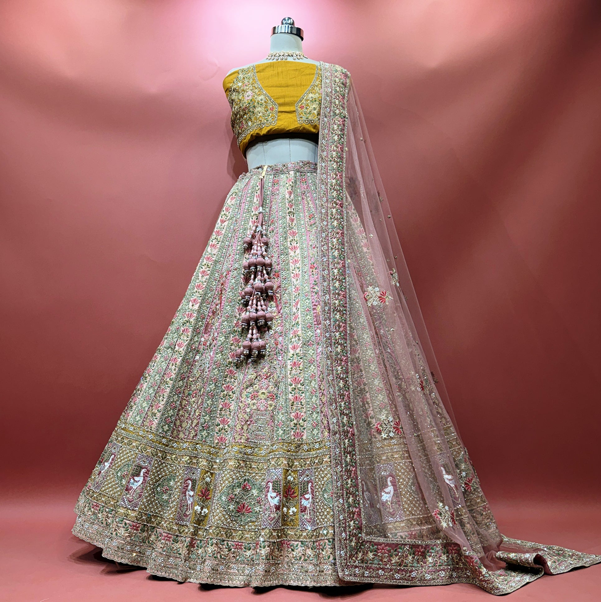 The Rajputana Darbar Edit: Yellow Multicolor Heritage Lehenga Ensemble I – Multi Colour and Yellow – view 1