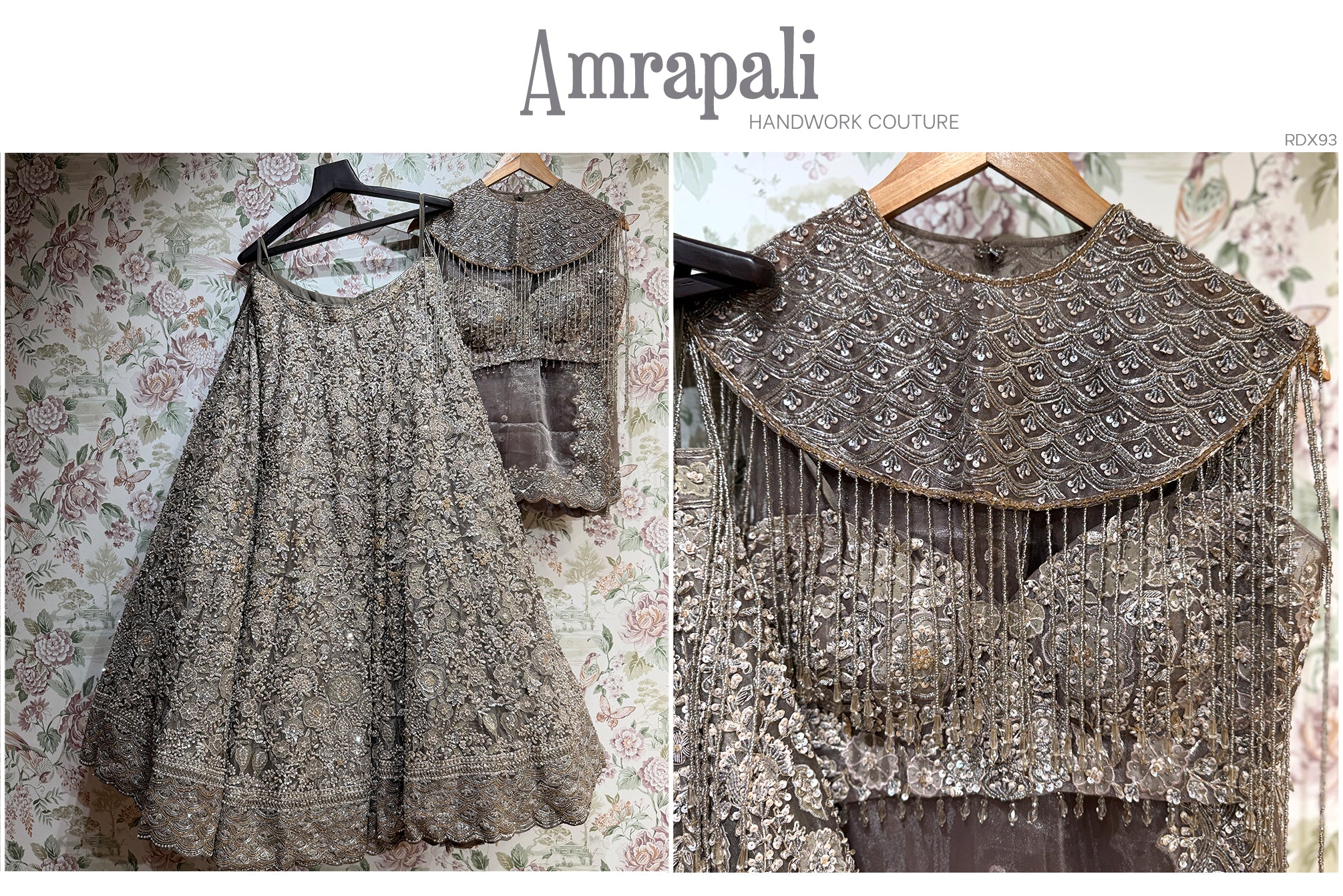The Utsav Edit: Grey Heritage Lehenga Ensemble II – Grey – view 1