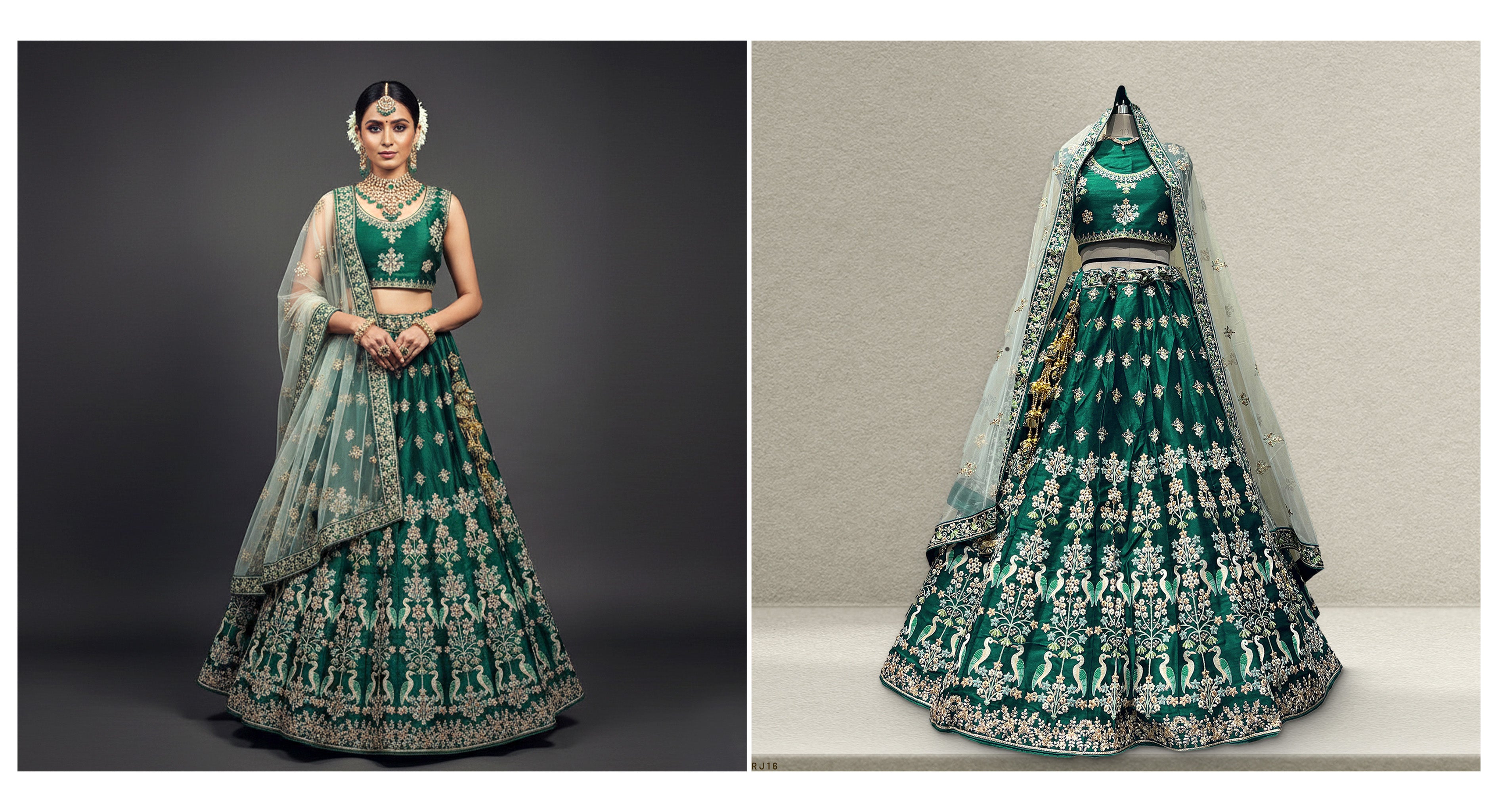 The Mewar Heritage Edit: Green Heritage Lehenga Ensemble II – Green – view 1