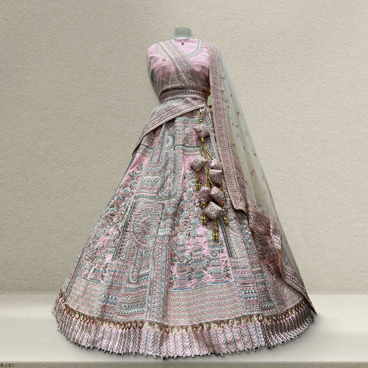 The Aarohi Edit: Pink Heritage Lehenga Ensemble I – Baby Pink – view 1