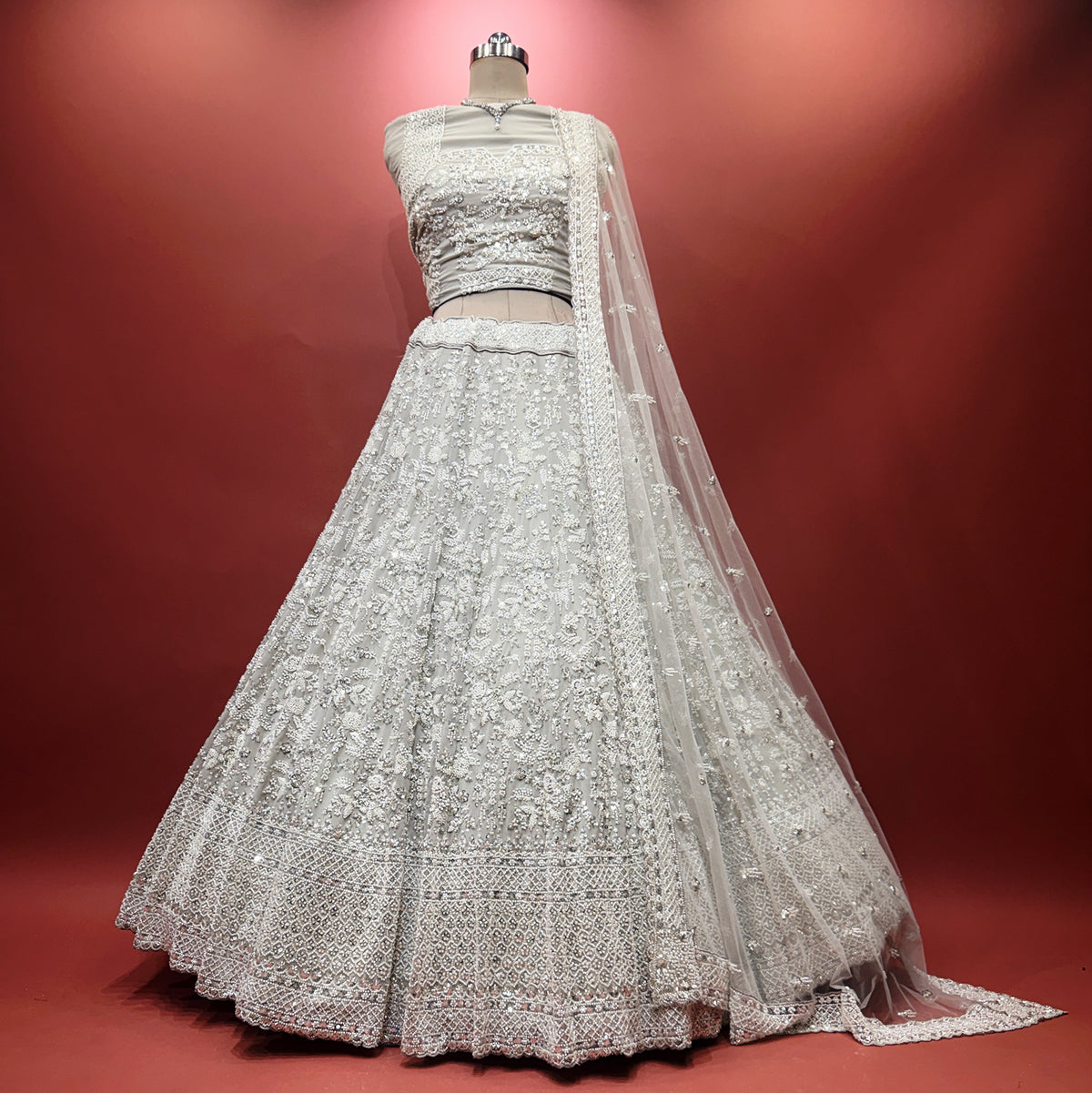 The Saubhagya Collection: Blue Heritage Lehenga Ensemble IV – Blue – view 4