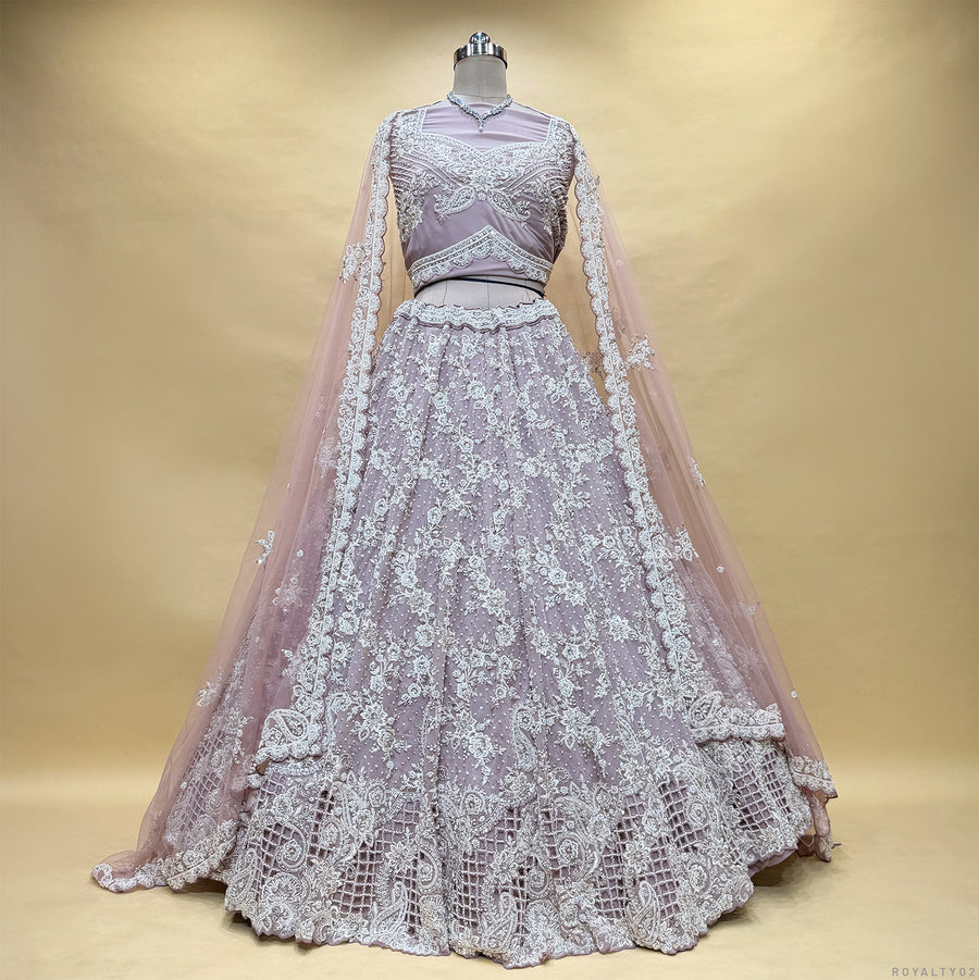 The Ananda Darbar: Baby Pink Heritage Lehenga Ensemble