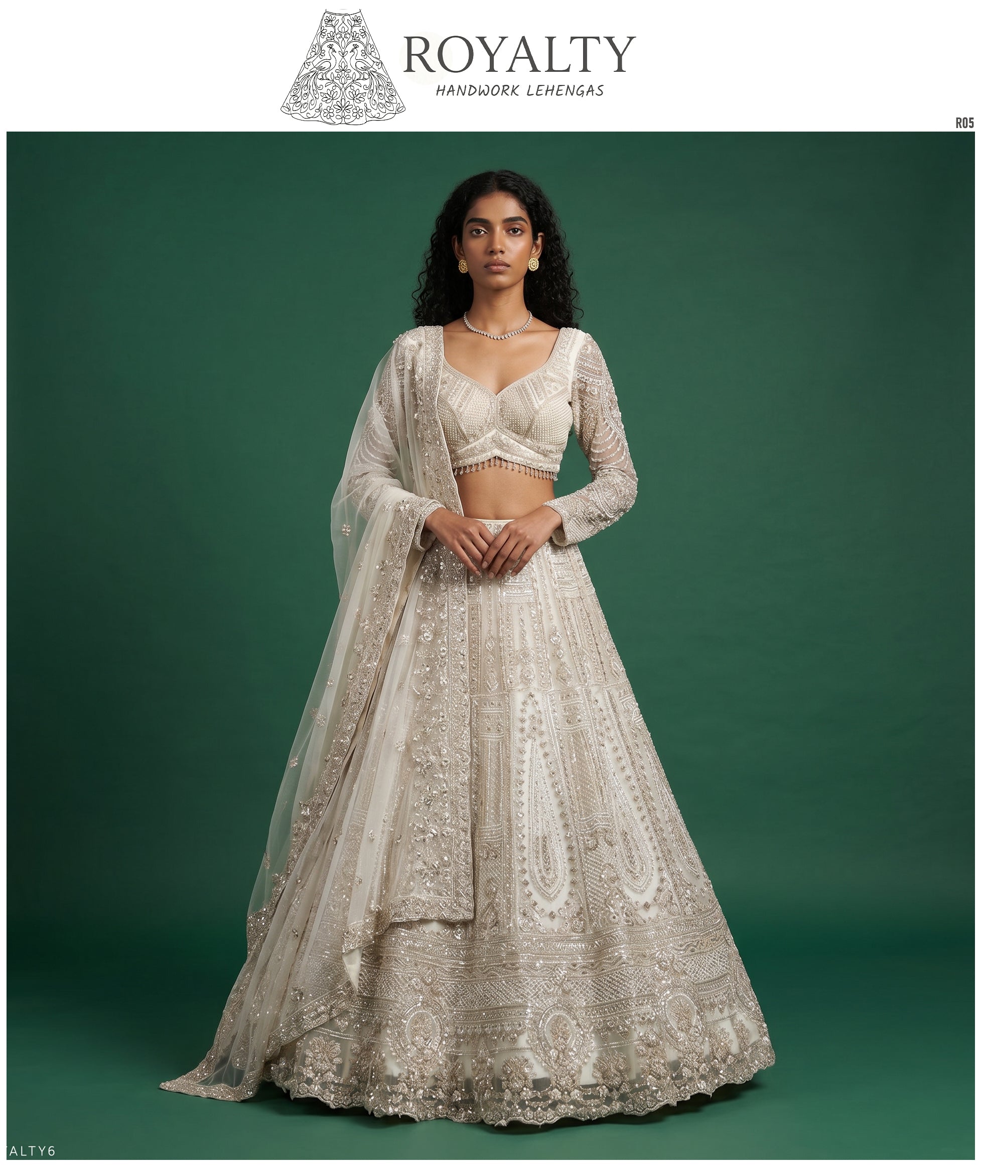 The Saubhagya Darbar: Ivory Heritage Lehenga Ensemble II – Ivory – view 2