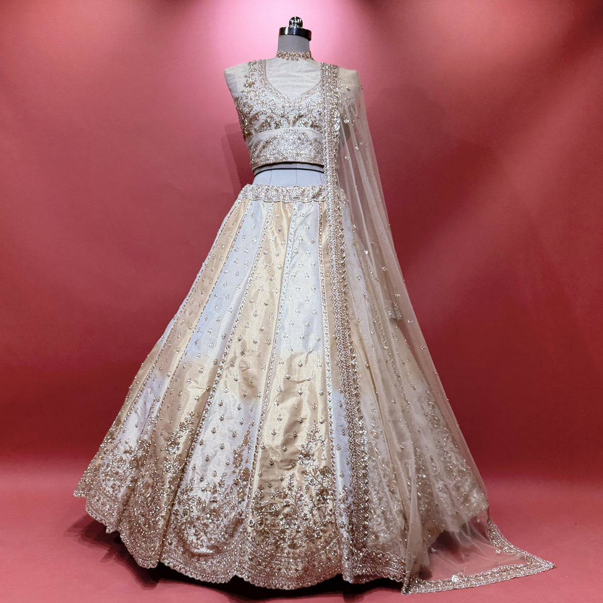 The Vivaha Collection: Ivory & Gold Heritage Lehenga Ensemble I – Ivory and Gold – view 2