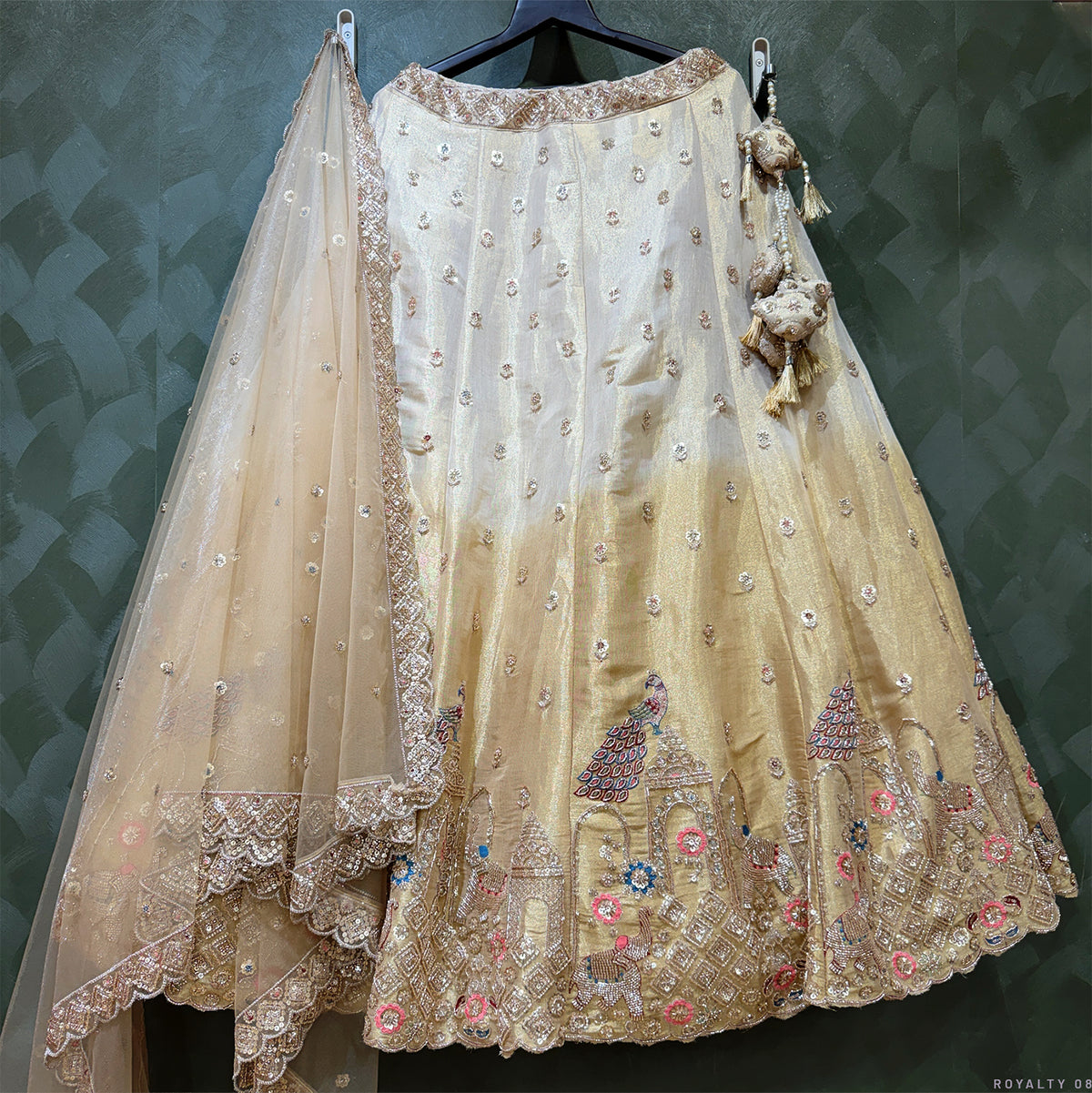 The Ananda Darbar: Ivory & Gold Heritage Lehenga Ensemble III – Ivory and Gold – view 1