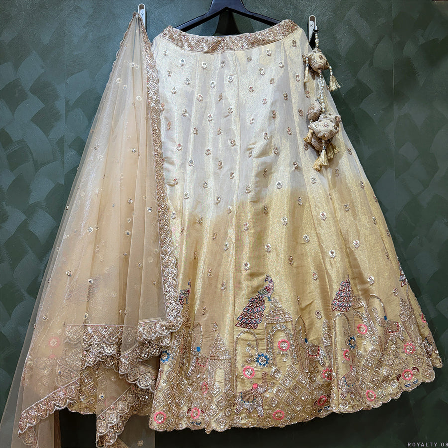 The Udaipur Royal Darbar: Ivory Gold Heritage Lehenga Ensemble I