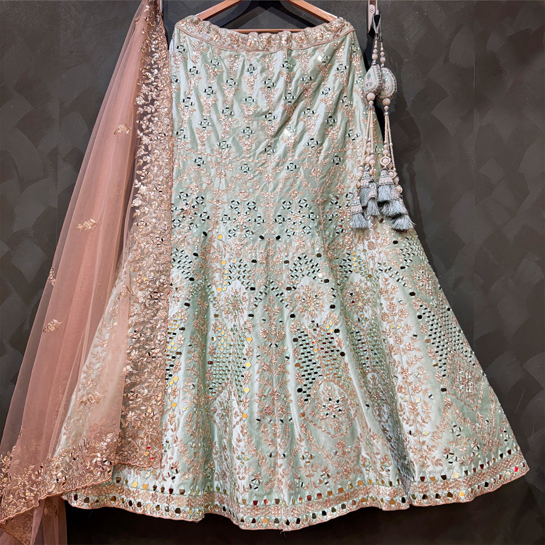 The Amber Fort Darbar: Green Heritage Lehenga Ensemble – Green – view 1