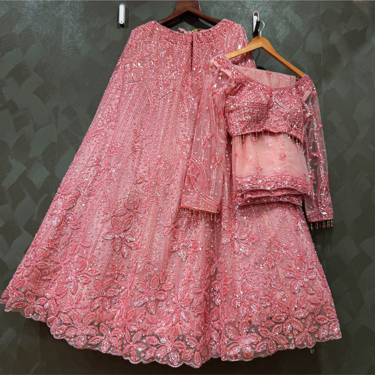 The Aarohi Heirloom: Peach Heritage Lehenga Ensemble III – Peach – view 2