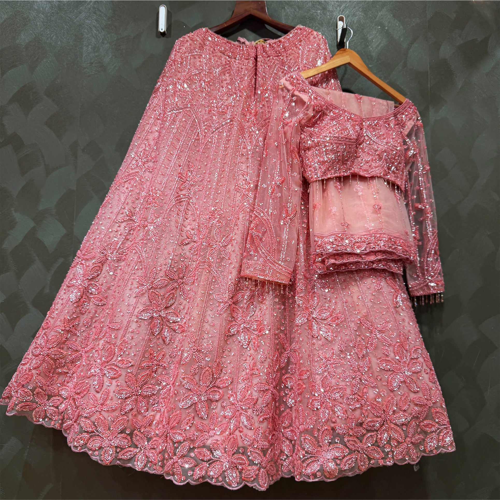 The Aarohi Heirloom: Peach Heritage Lehenga Ensemble III – Peach – view 2