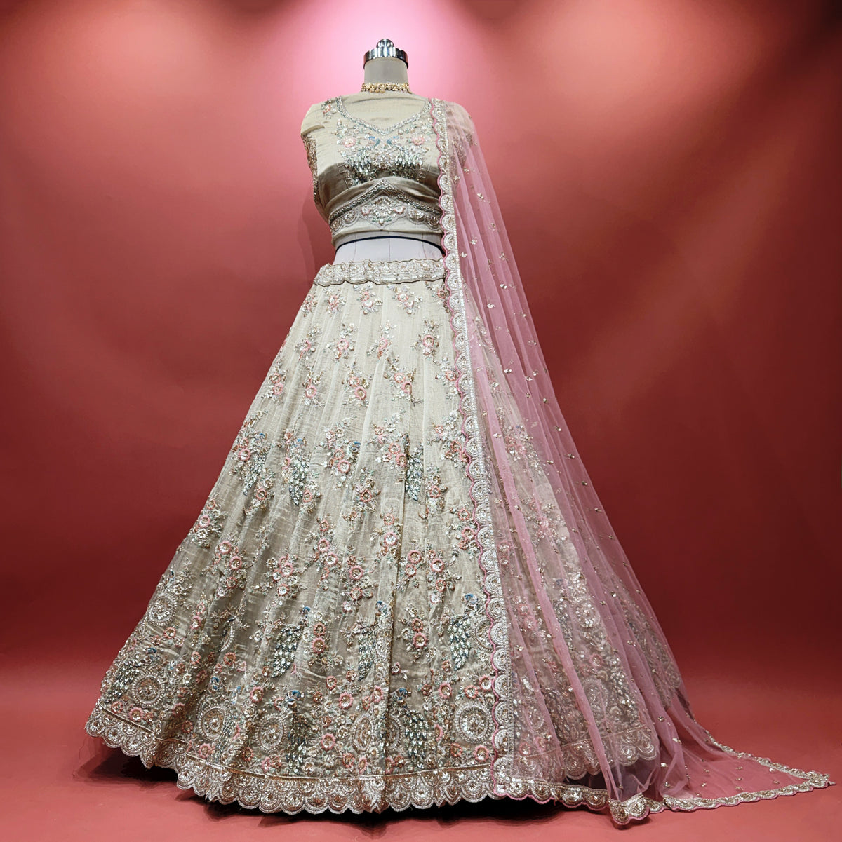 The Parampara Edit: Blue Heritage Lehenga Ensemble IV – Blue – view 4