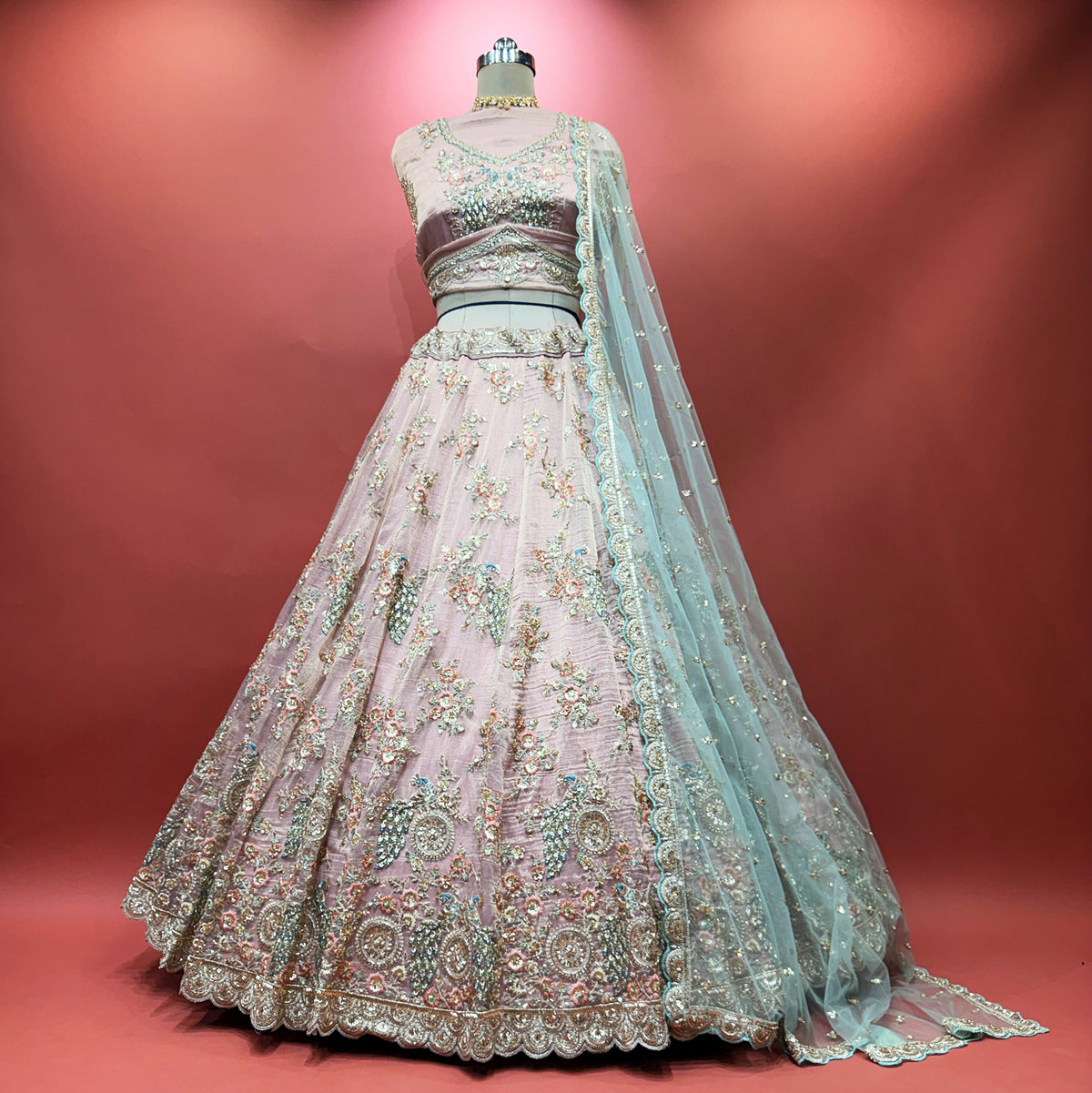 The Parampara Edit: Blue Heritage Lehenga Ensemble IV – Blue – view 6