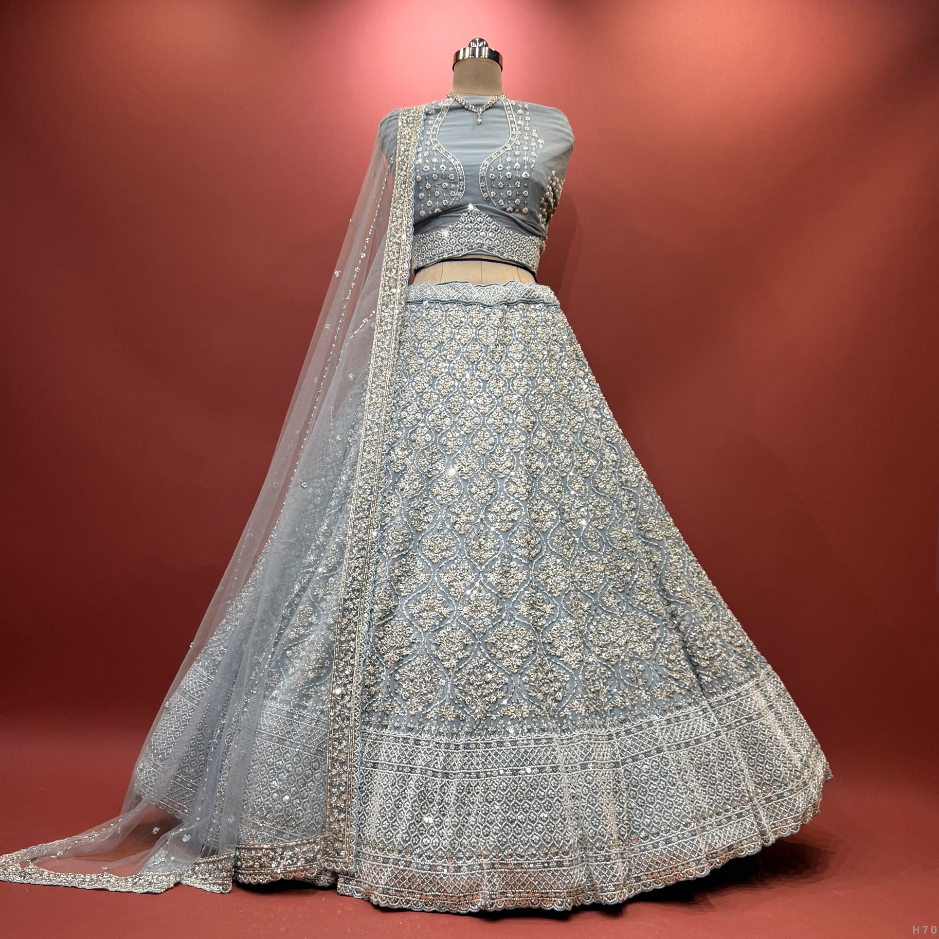 The Kalyani Darbar: Lavender Heritage Lehenga Ensemble IV – Lavender – view 2