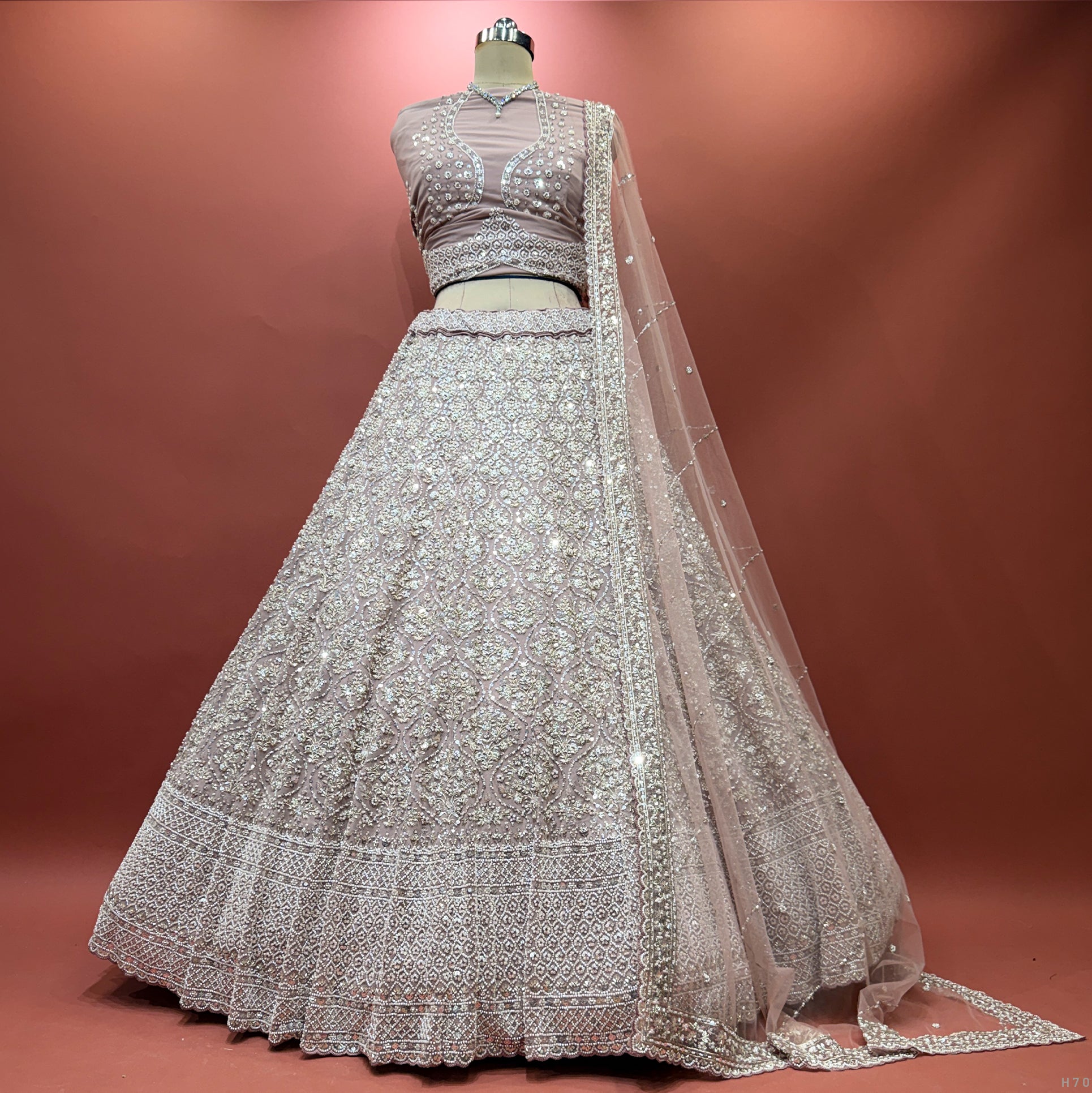 The Kalyani Darbar: Lavender Heritage Lehenga Ensemble IV – Lavender – view 1
