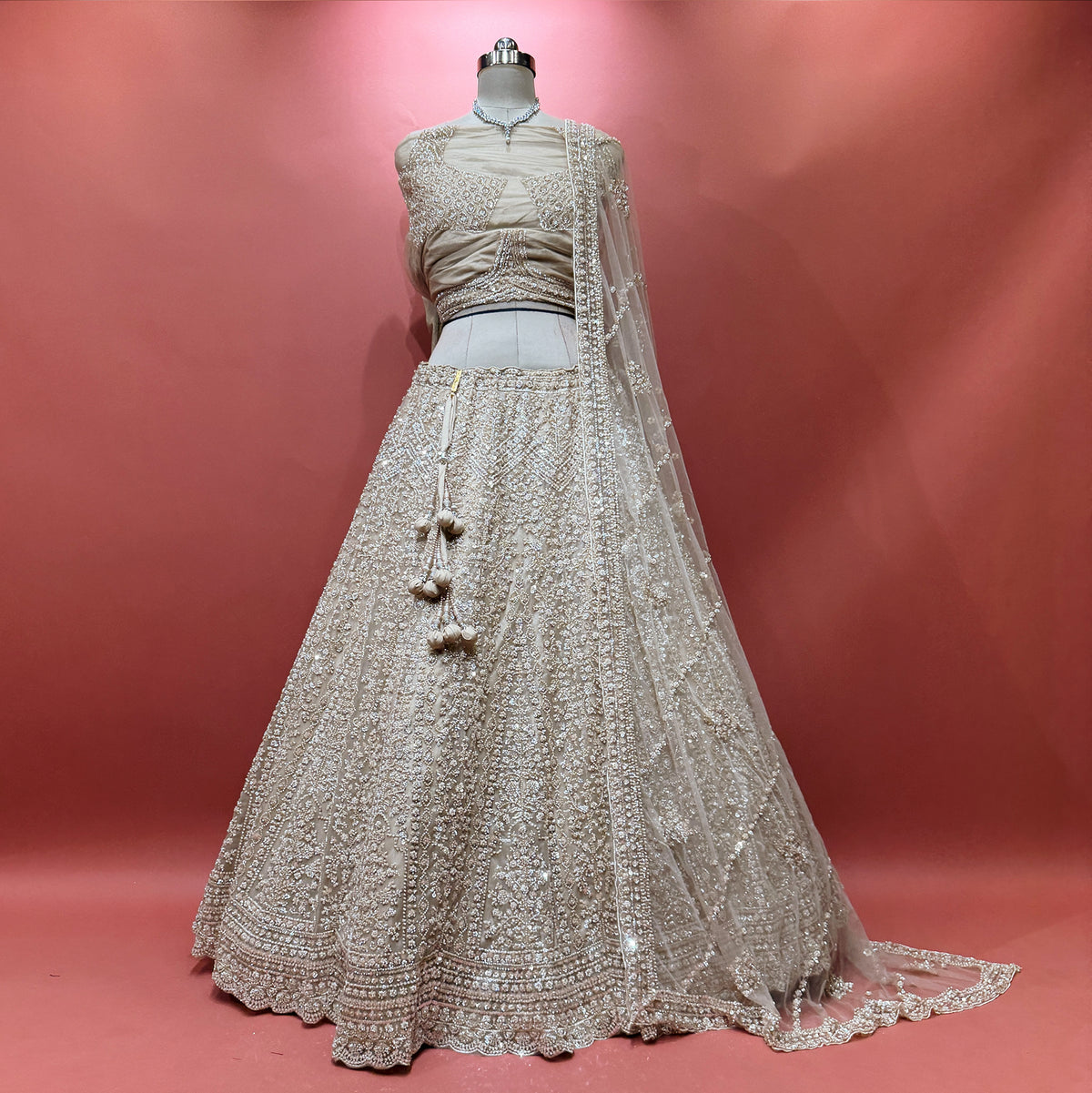 The Ananda Heirloom: Blue Heritage Lehenga Ensemble I – Blue – view 2
