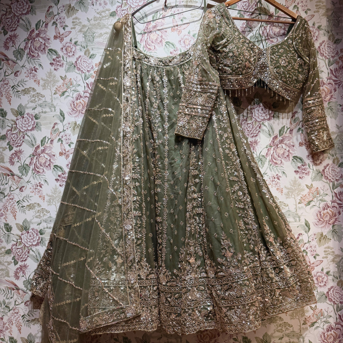 The Chandrika Collection: Green Lehenga Ensemble - Green - view 1