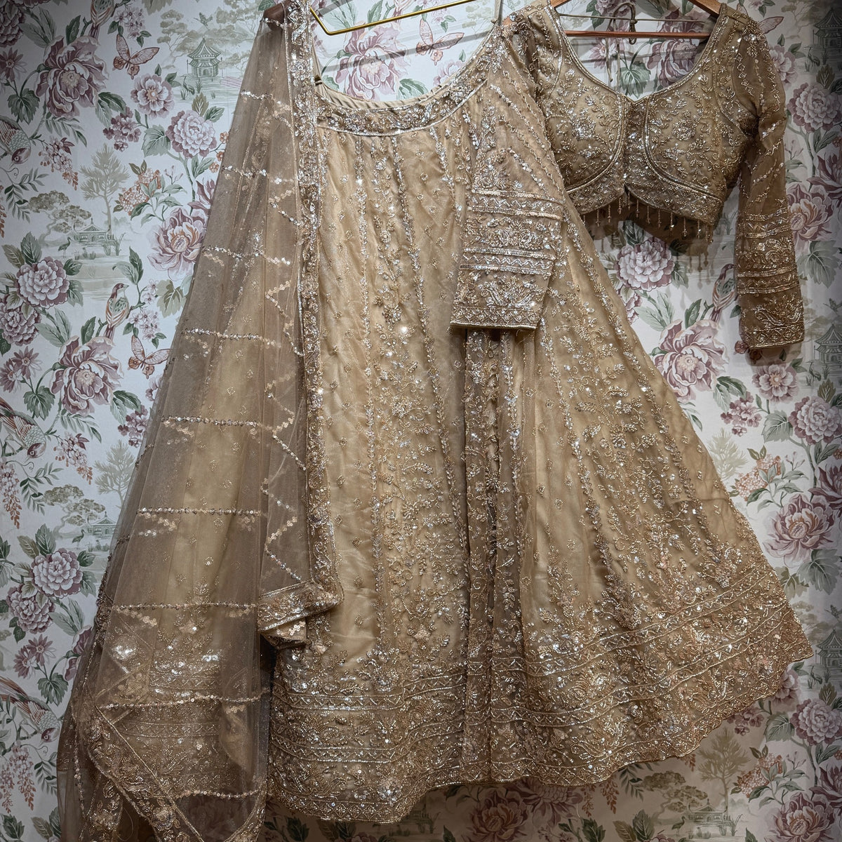 The Chandrika Collection: Green Lehenga Ensemble - Ivory - view 3