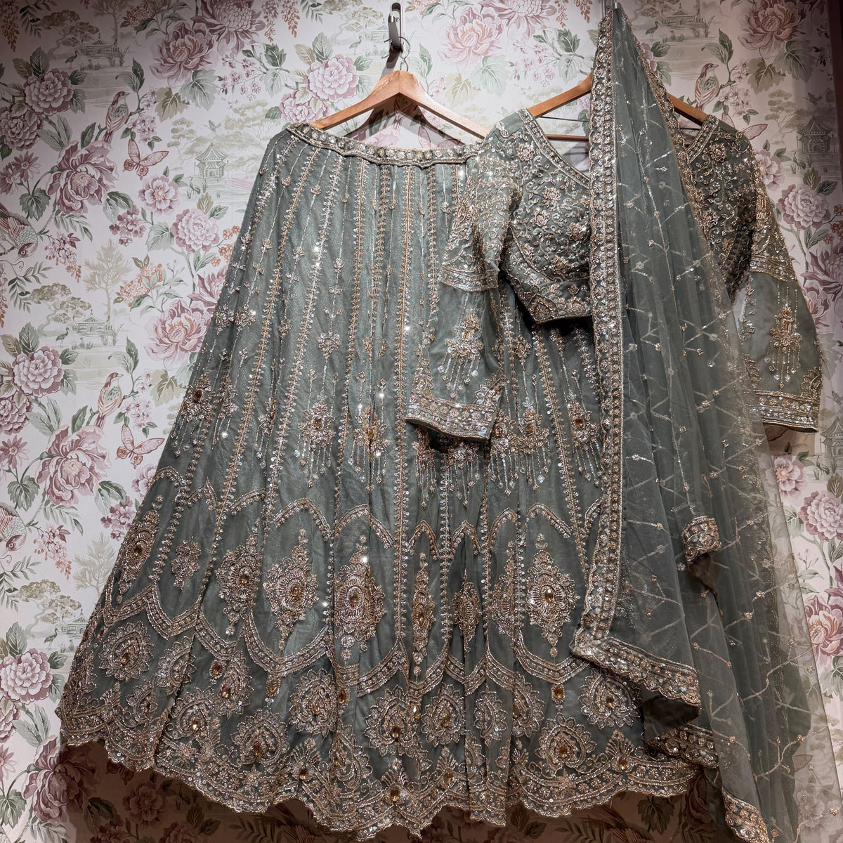 The Padma Palace Edit: Grey Lehenga Ensemble - Grey - view 1