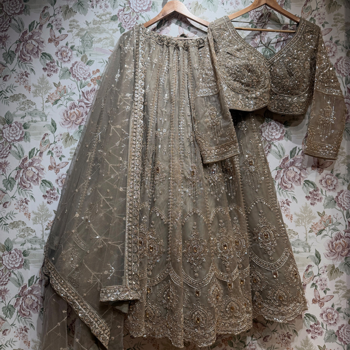 The Padma Palace Edit: Grey Lehenga Ensemble - Grey - view 2