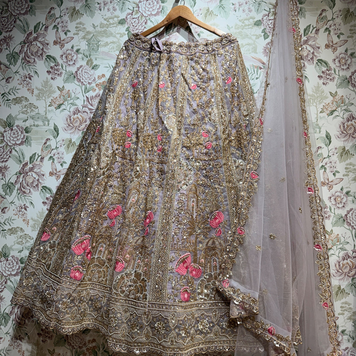 The Kesariya Heritage Edit: Baby Pink Lehenga Ensemble - Lavender - view 3