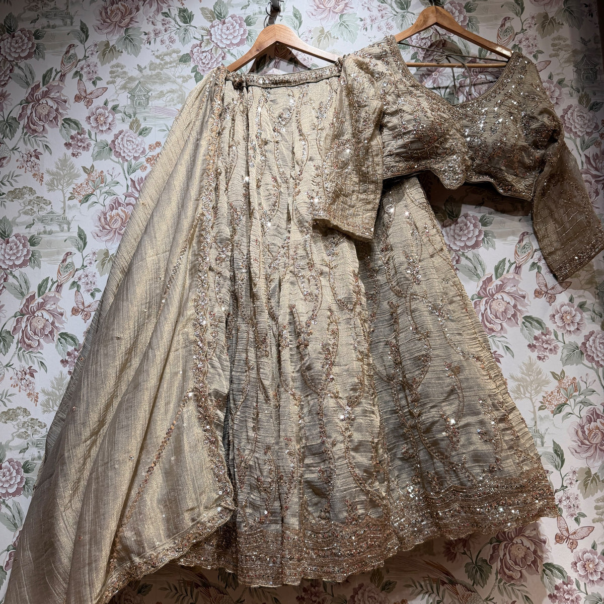 The Pranaya Collection: Ivory Lehenga Ensemble - Pista - view 3