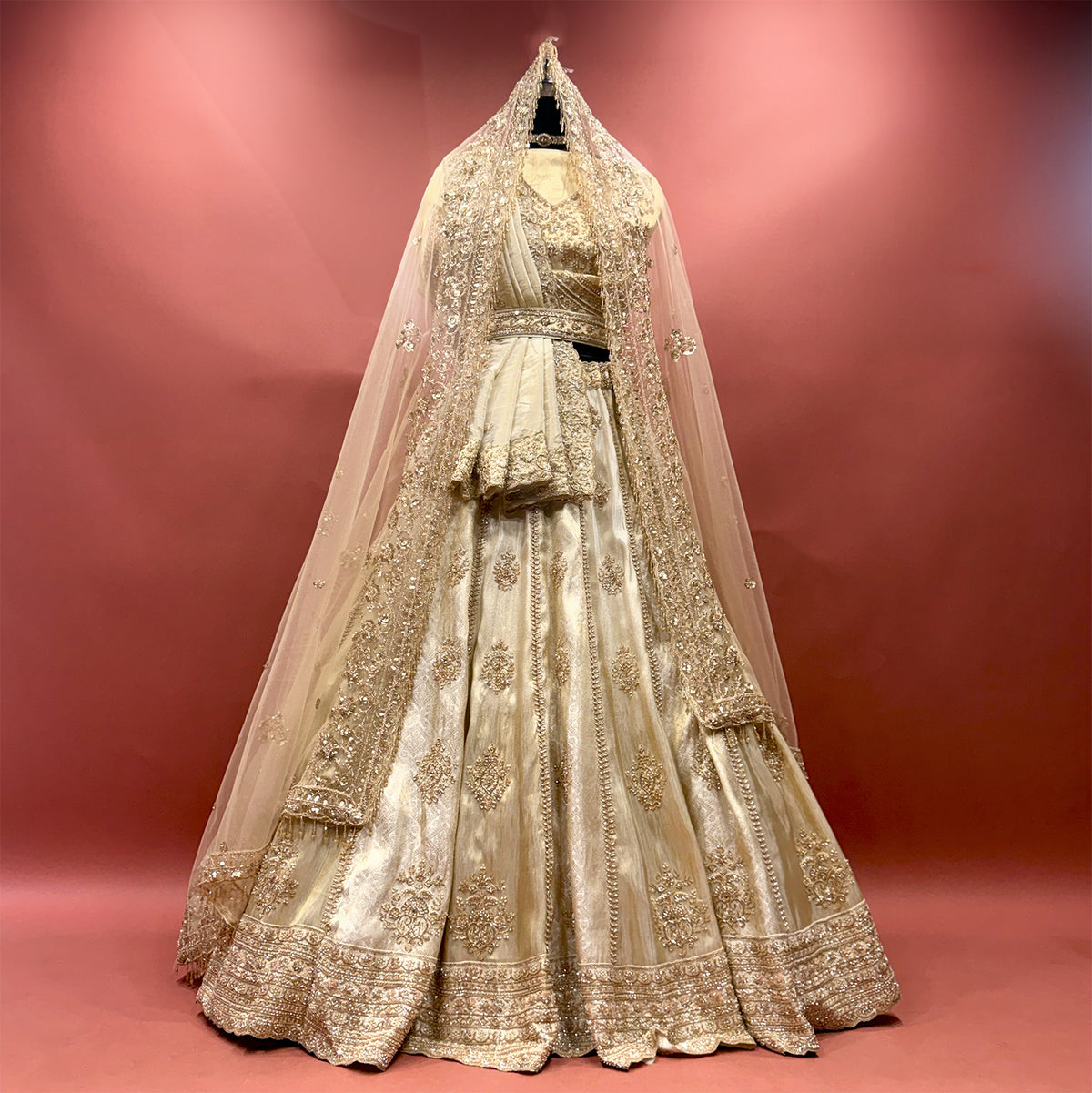 The Pranaya Collection: Ivory Gold Lehenga Ensemble - Ivory Gold - view 1