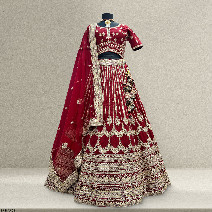 The Banaras Loom Collection: Maroon Heritage Lehenga Ensemble IV