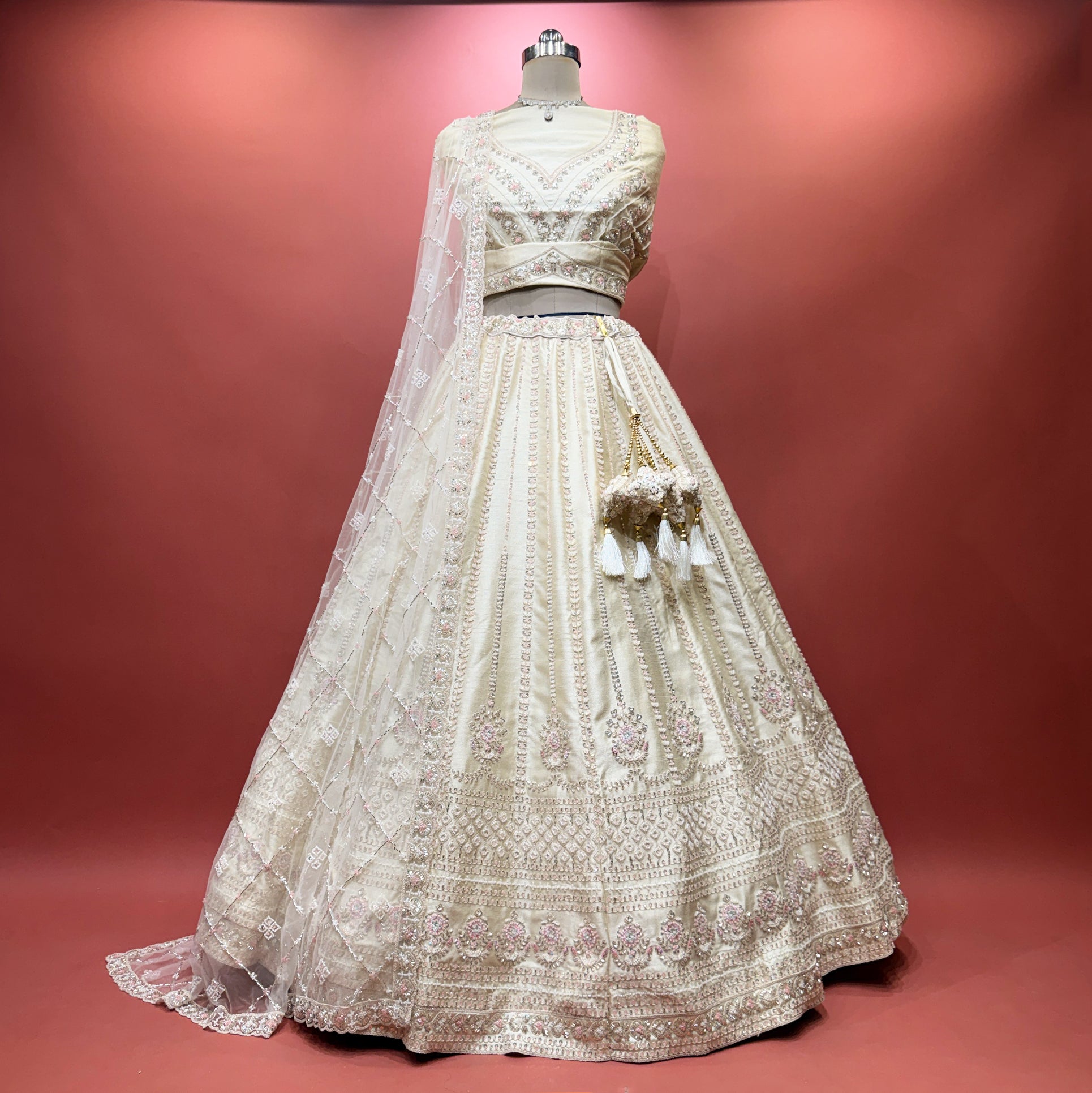 The Marwar Collection Edit: Ivory & Pink Heritage Lehenga Ensemble II – Baby Pink and Ivory – view 3