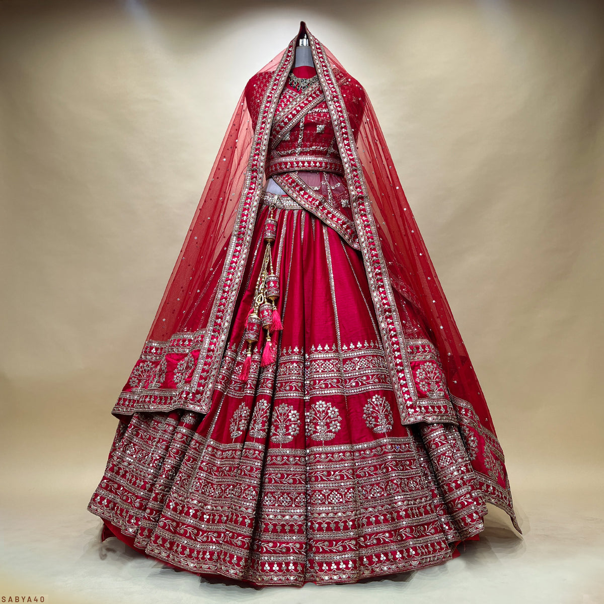 The Kashi Trousseau Collection: Red Heritage Lehenga Ensemble – Red – view 1