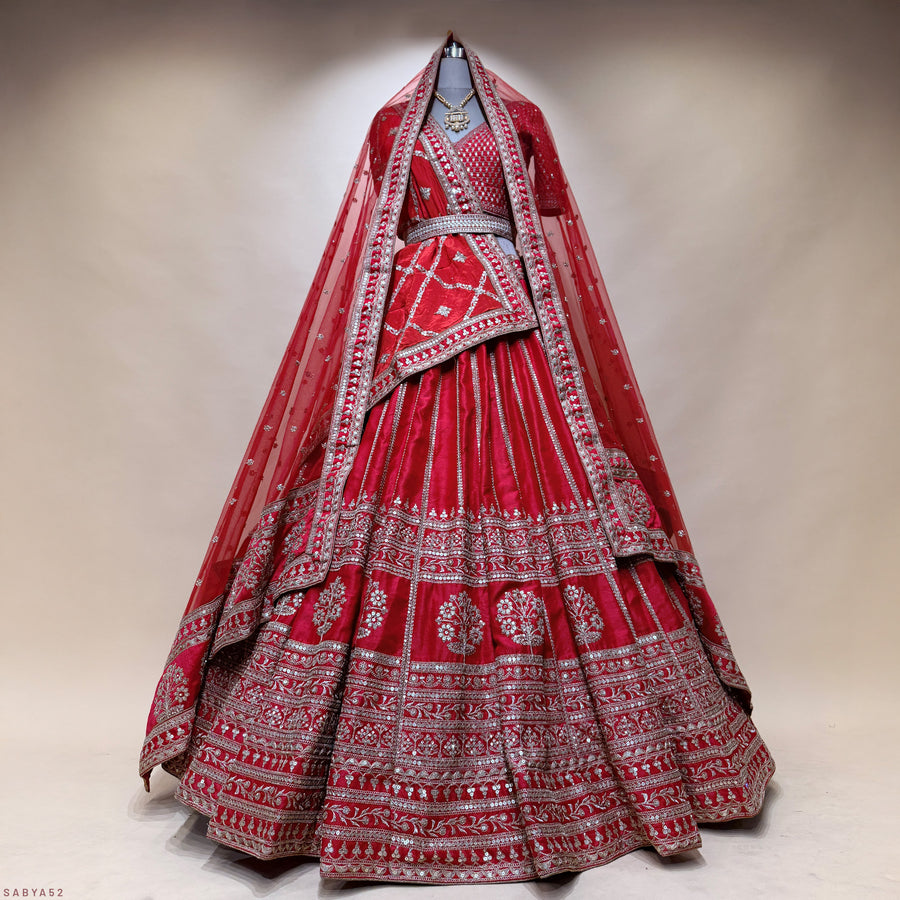 The Kashi Trousseau Heirloom: Red Heritage Lehenga Ensemble III