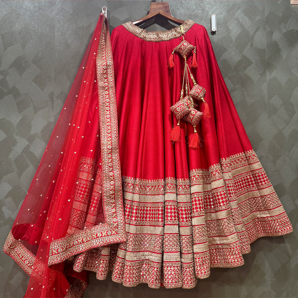 The Mewar Heritage Heirloom: Red Heritage Lehenga Ensemble IV – Red – view 2