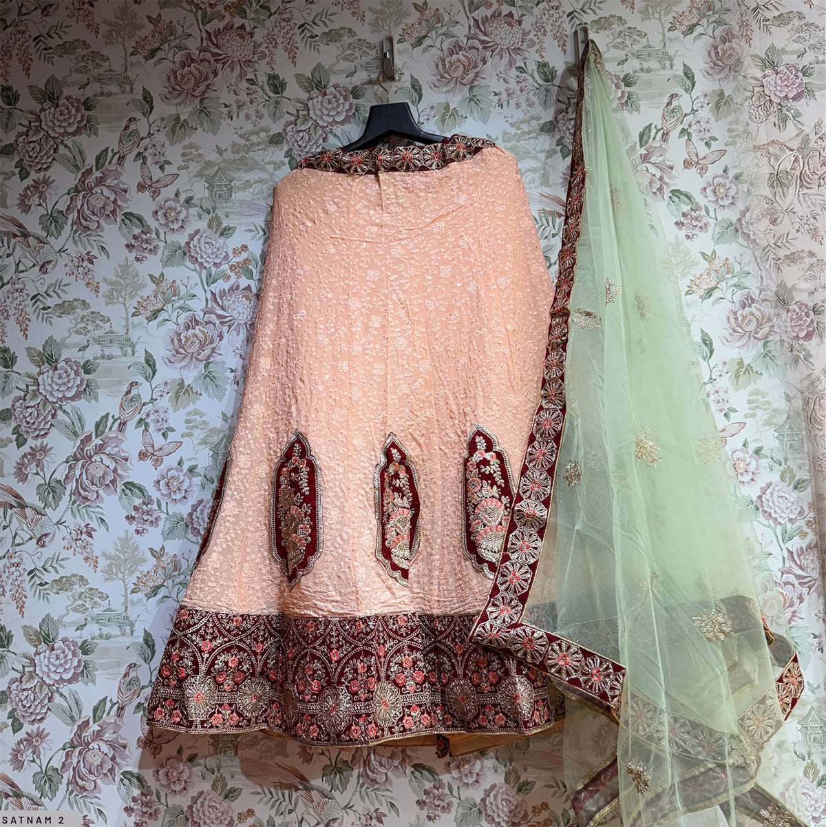 The Shagun Heirloom: Blue Heritage Lehenga Ensemble – Blue – view 3