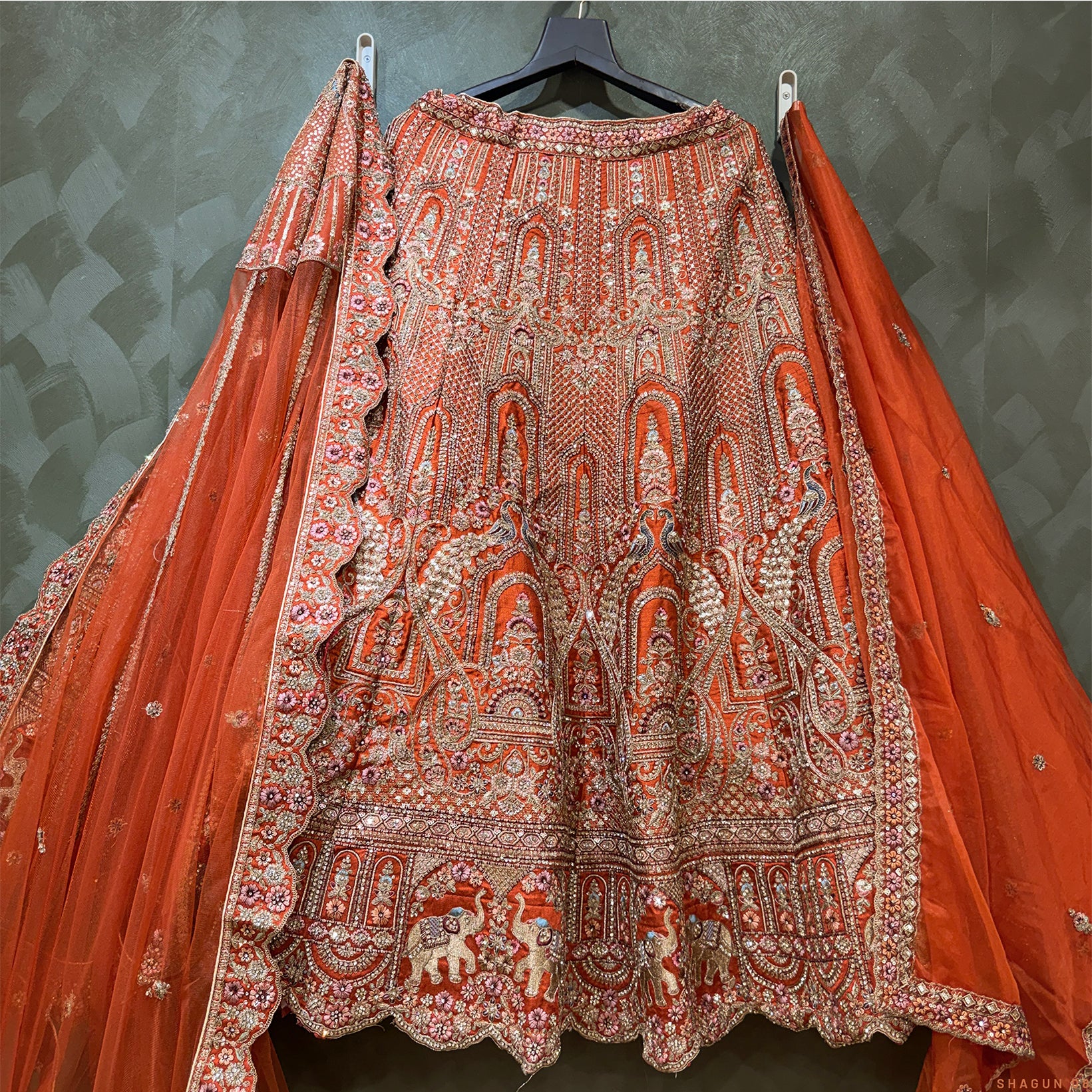 The Jaipur Palace Darbar: Orange Heritage Lehenga Ensemble II – Orange – view 1