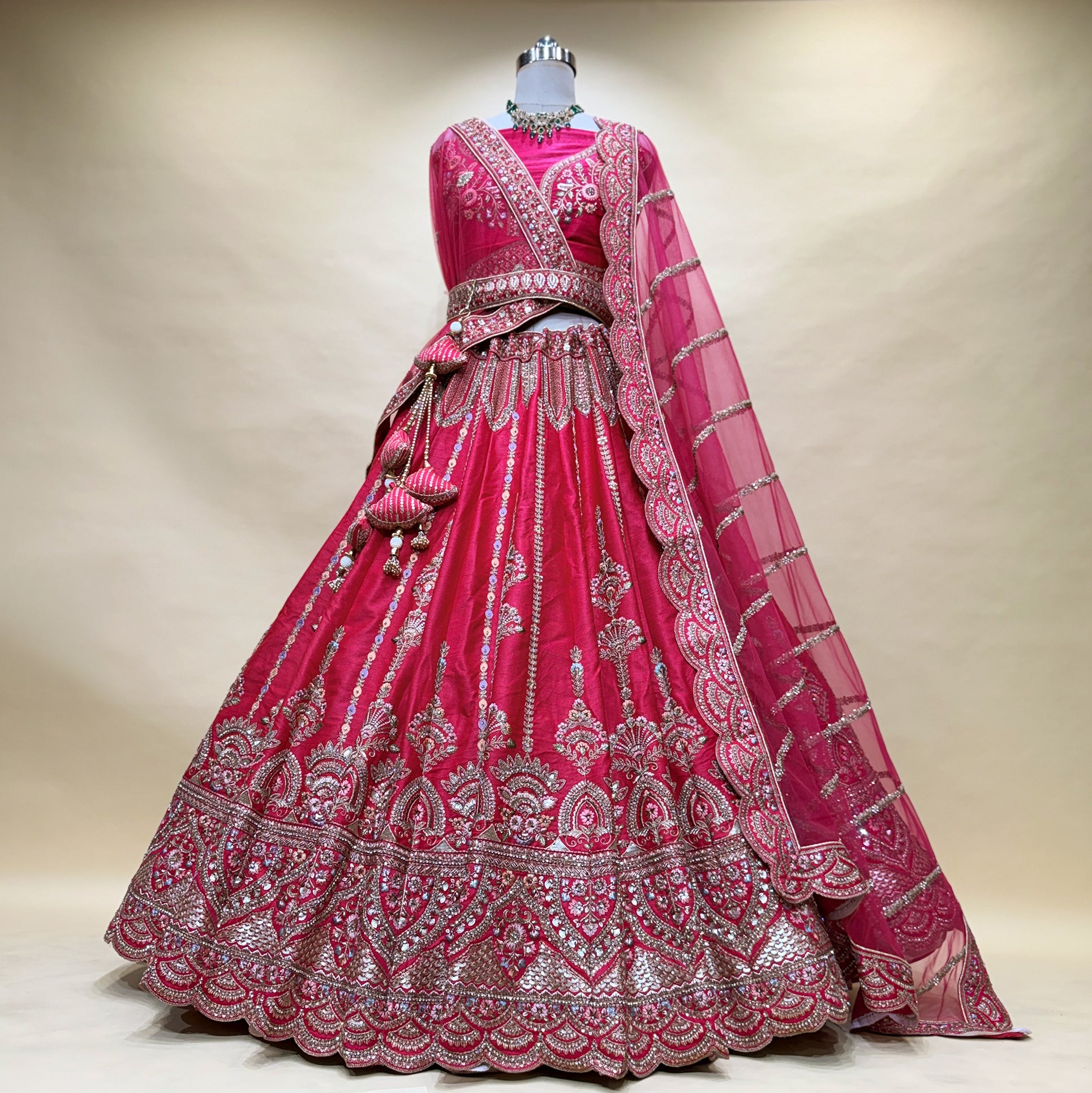 The Mewar Heritage Heirloom: Pink Heritage Lehenga Ensemble IV – Pink – view 1