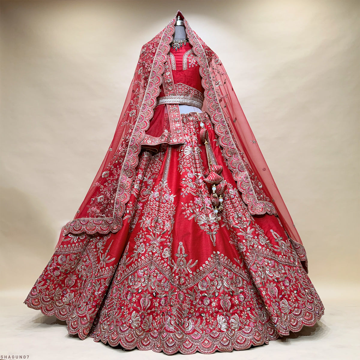 The Udaipur Royal Darbar: Red Heritage Lehenga Ensemble III – Red – view 1