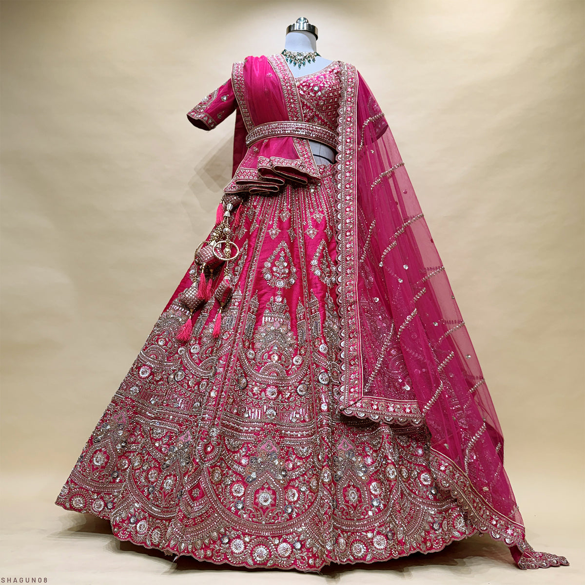 The Utsav Edit: Pink Heritage Lehenga Ensemble IV – Pink – view 1
