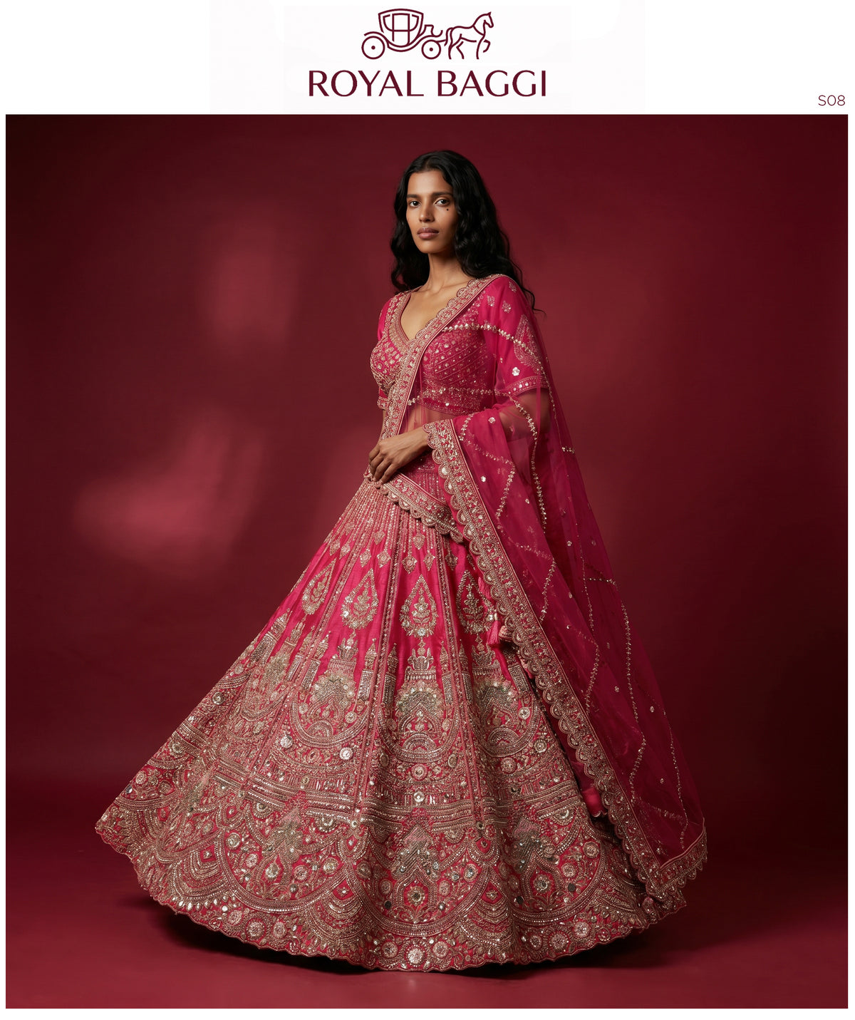 The Utsav Edit: Pink Heritage Lehenga Ensemble IV – Pink – view 2