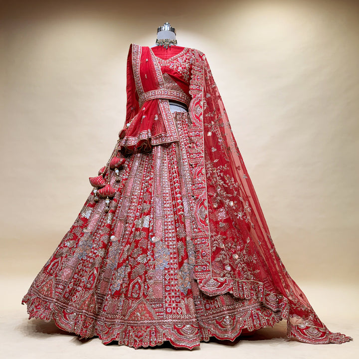 The Vivaha Darbar: Red Heritage Lehenga Ensemble I