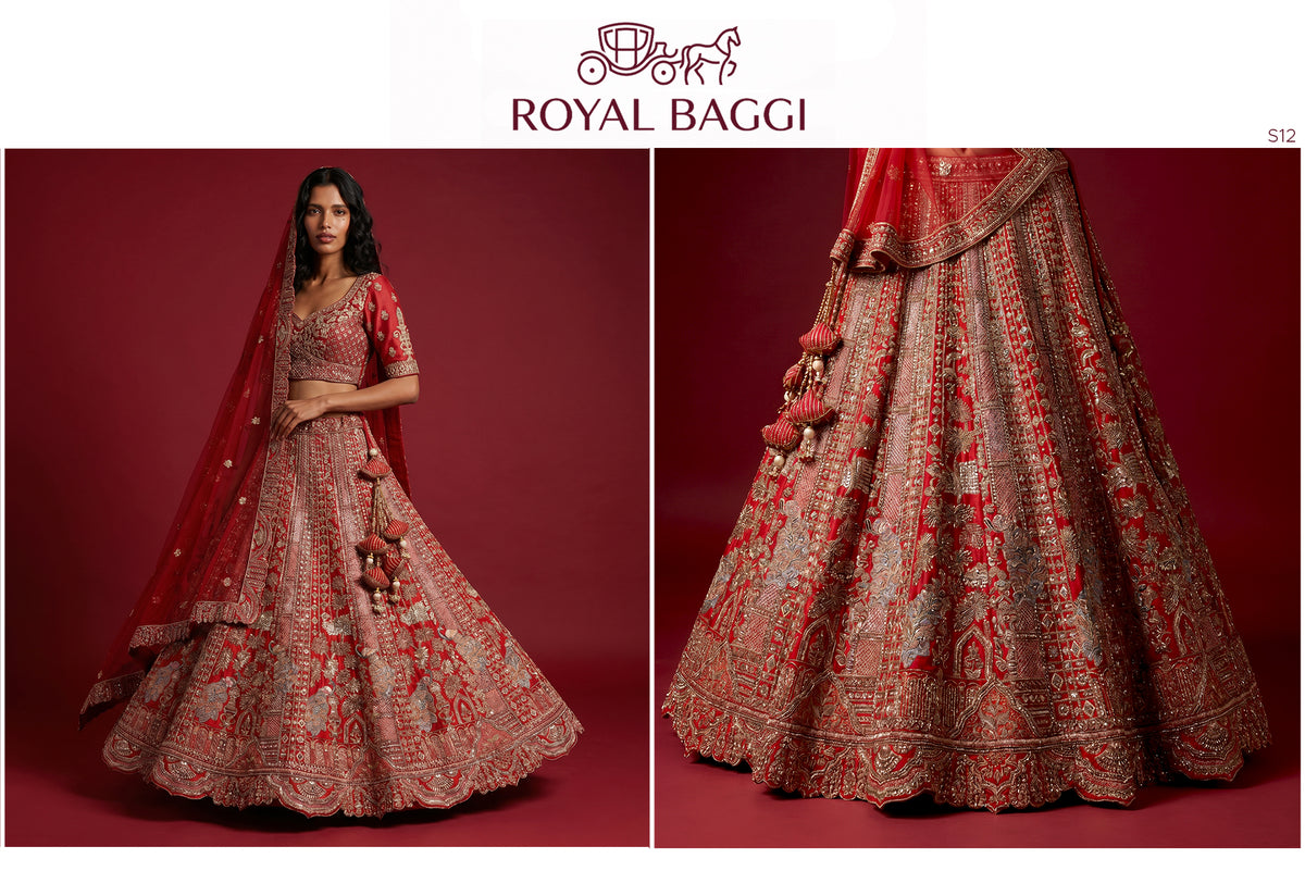The Ananda Darbar: Red Heritage Lehenga Ensemble III – Red – view 1