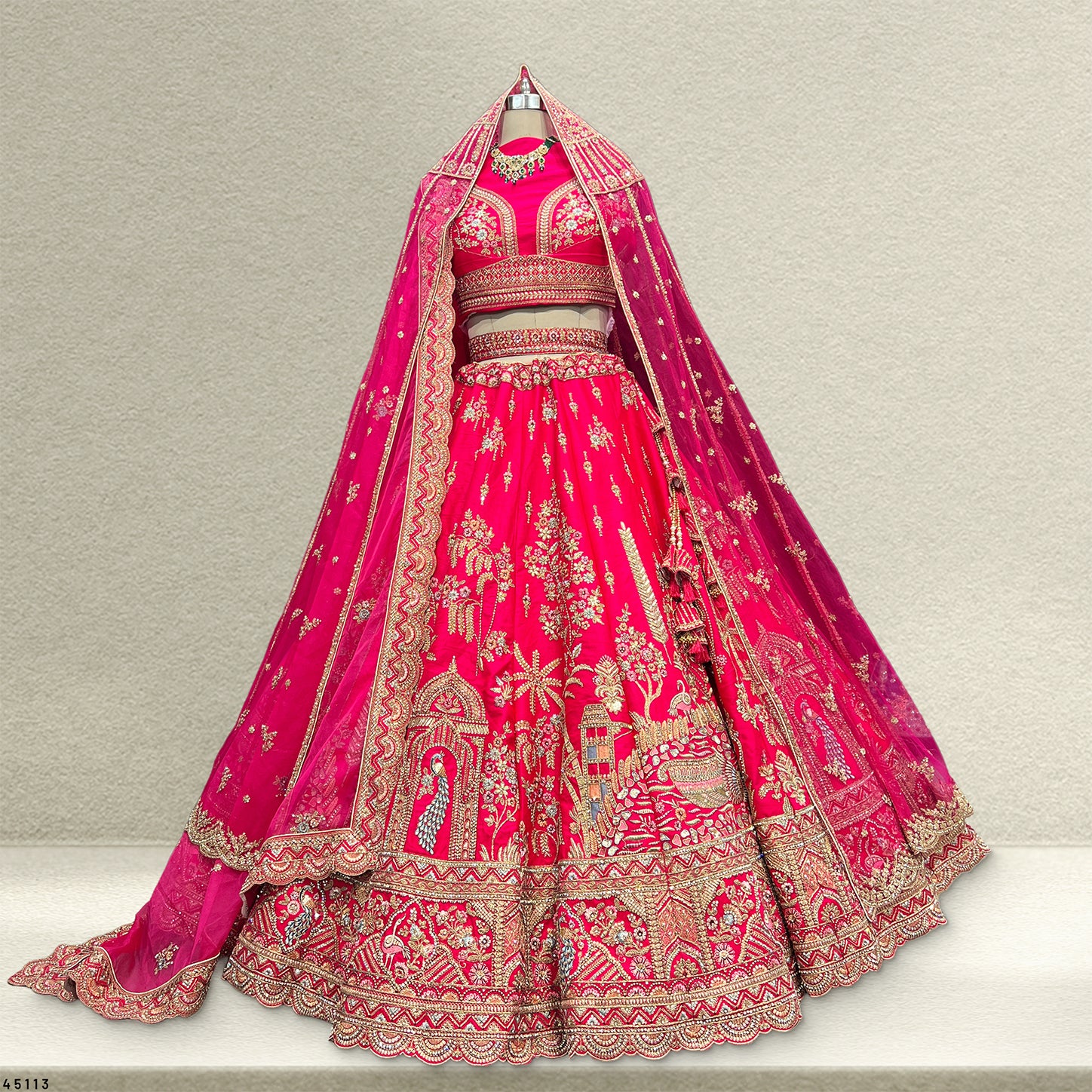 The Kashi Trousseau Collection: Pink Heritage Lehenga Ensemble I – Pink – view 1